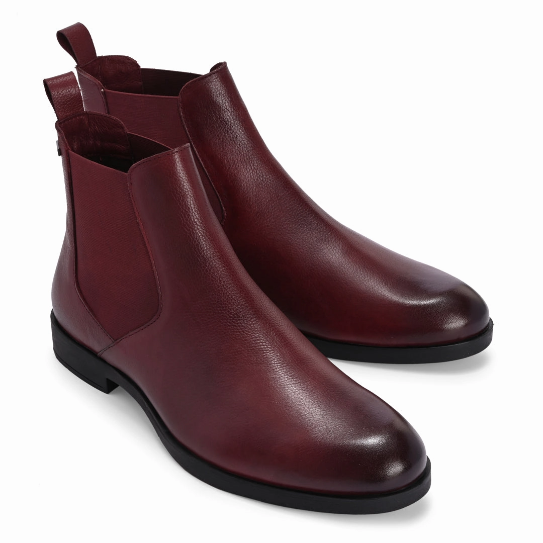 Chelsea Boots For Walking Premium Leather Burgundy Chelsea Boots for Men