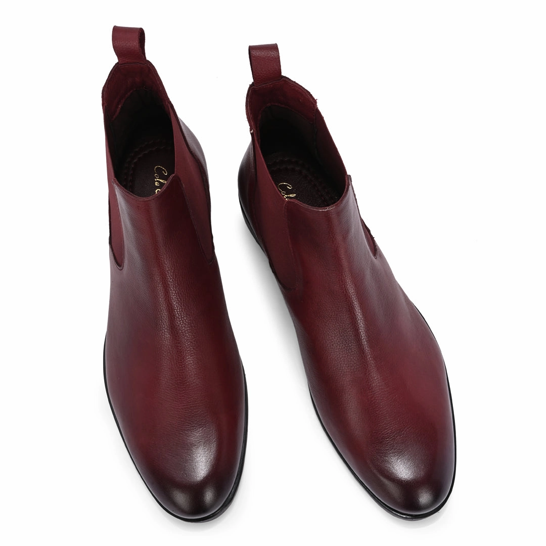 Chelsea Boot With A Suit Premium Leather Burgundy Chelsea Boots for Men