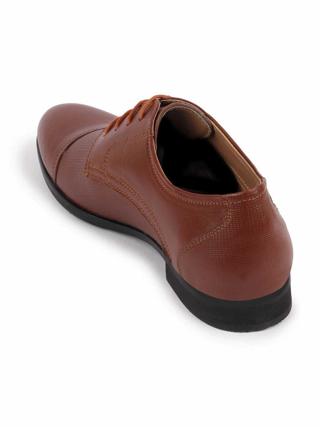 Cheap Work Boots Size 14 Men Tan Formal Office Textured Design Cap Toe Genuine Leather Lace Up Shoes