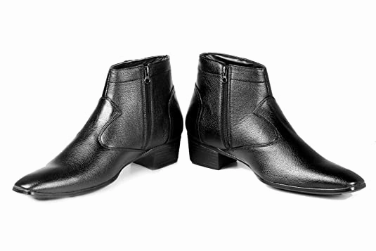 Formal Faux Leather Men's Height Increasing Boots-JonasParamount 2976 Stitch Smooth Leather Chelsea Boots