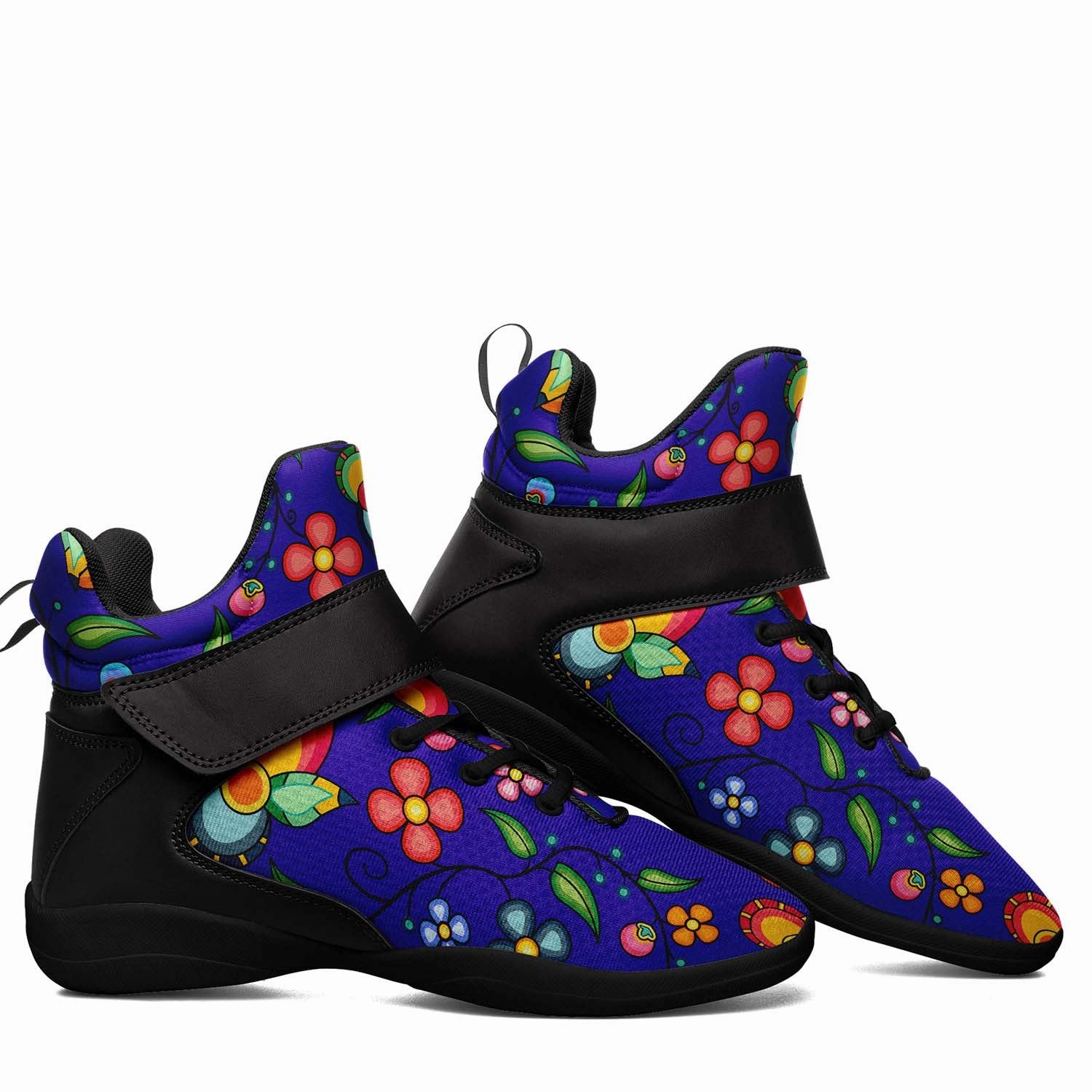 Floral Bounty Blue Ipottaa Basketball / Sport High Top Shoes - Black Sole Curry 4 Basketball Shoes