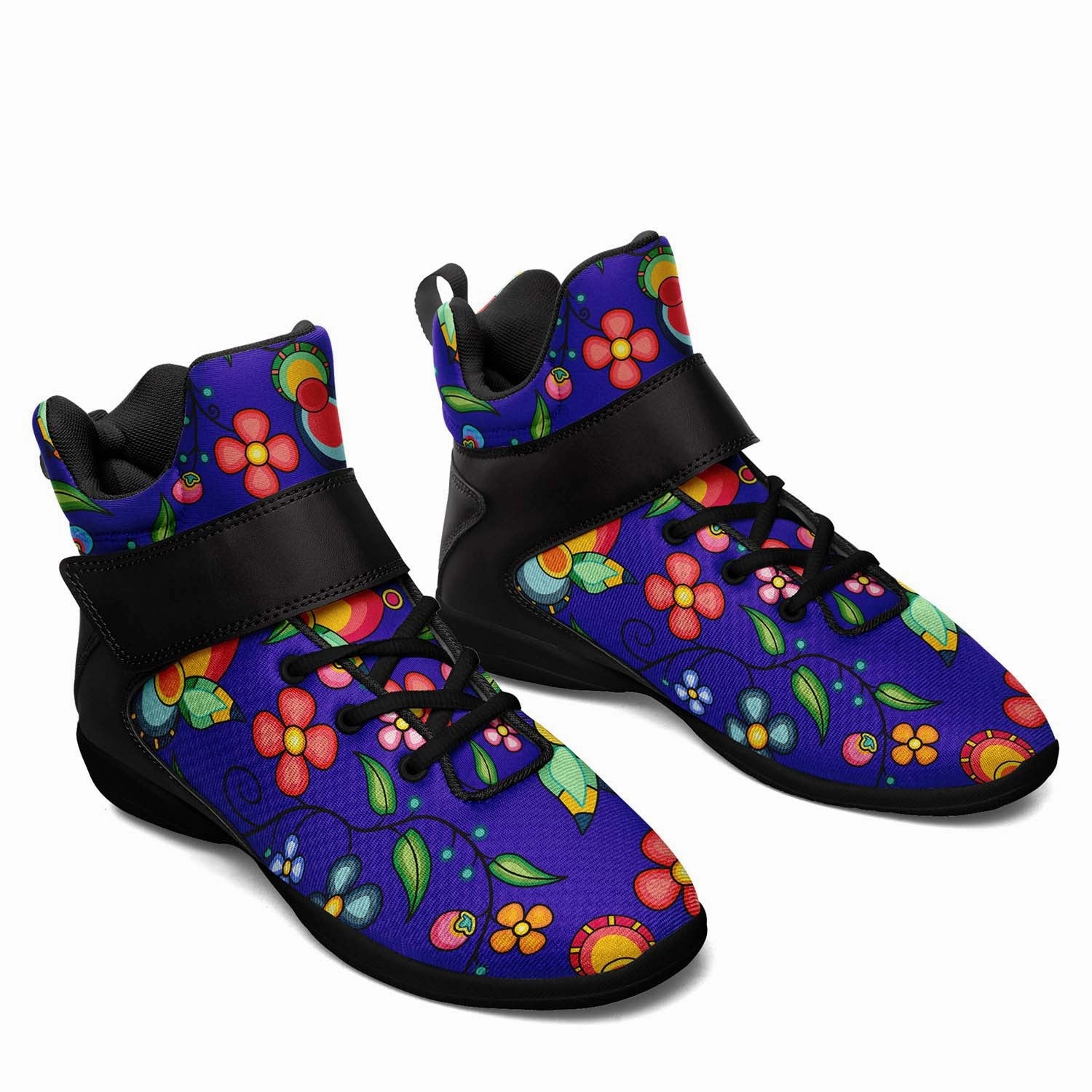 Floral Bounty Blue Ipottaa Basketball / Sport High Top Shoes - Black Sole Blue Lamelo Basketball Shoes