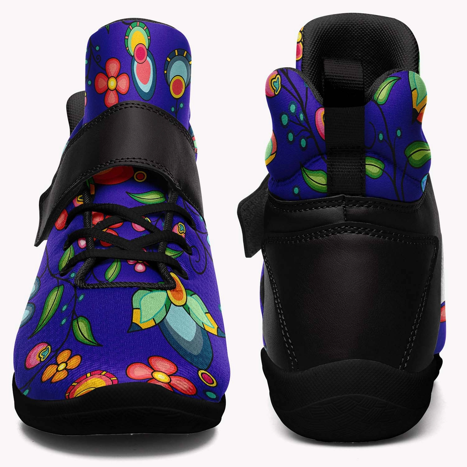 Floral Bounty Blue Ipottaa Basketball / Sport High Top Shoes - Black Sole Basketball Shoes Tony Parker