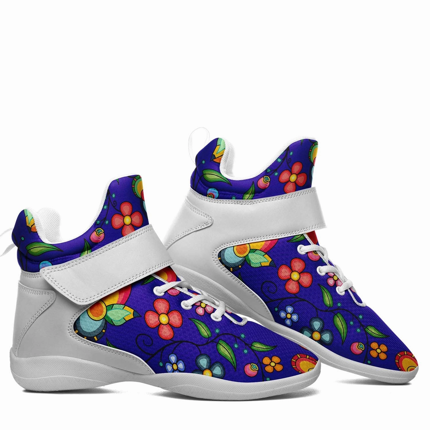 Indoor Vs Outdoor Basketball Shoes Floral Bounty Blue Ipottaa Basketball / Sport High Top Shoes - White Sole