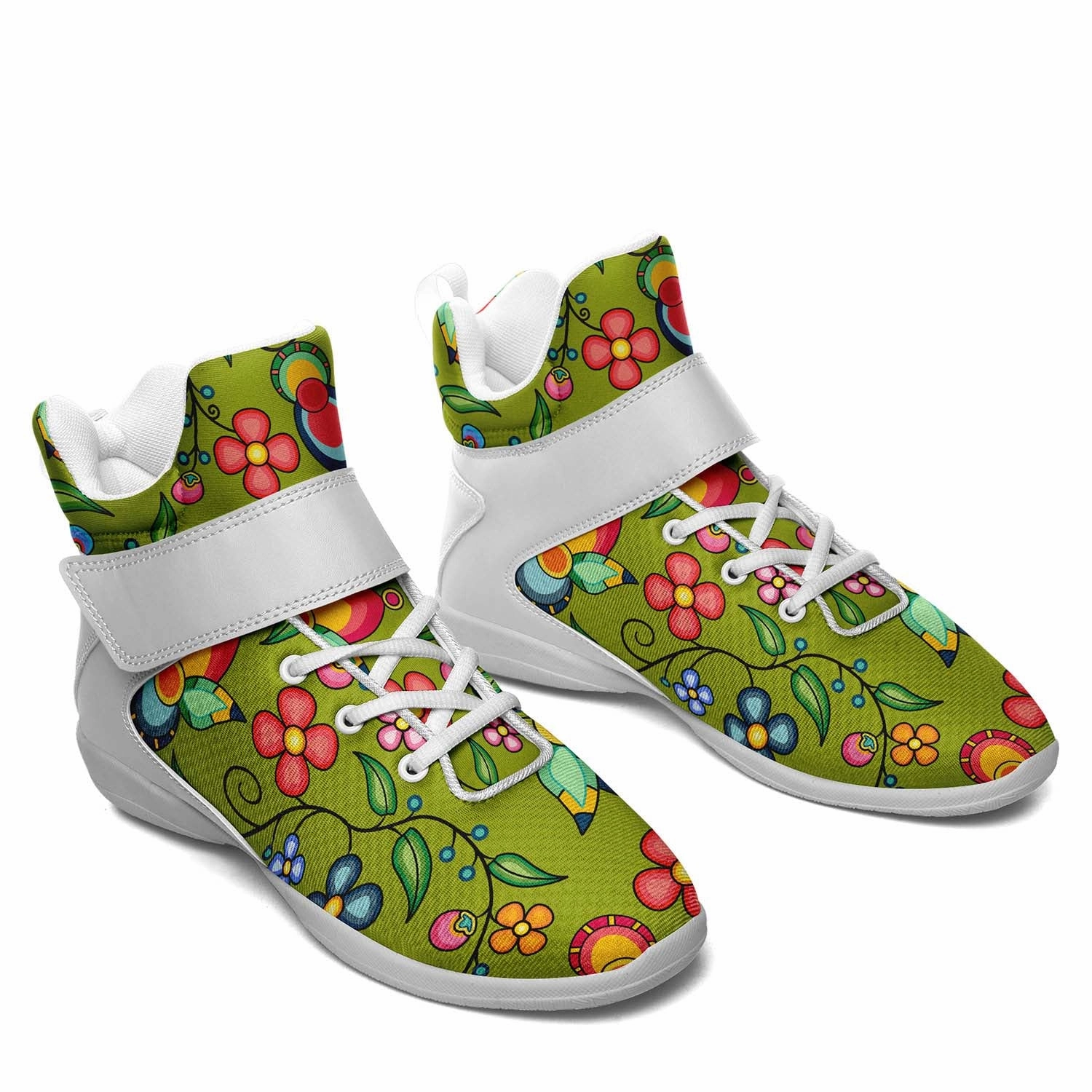 Floral Bounty Sweetgrass Ipottaa Basketball / Sport High Top Shoes - White Sole Mens Basketball Shoes 8