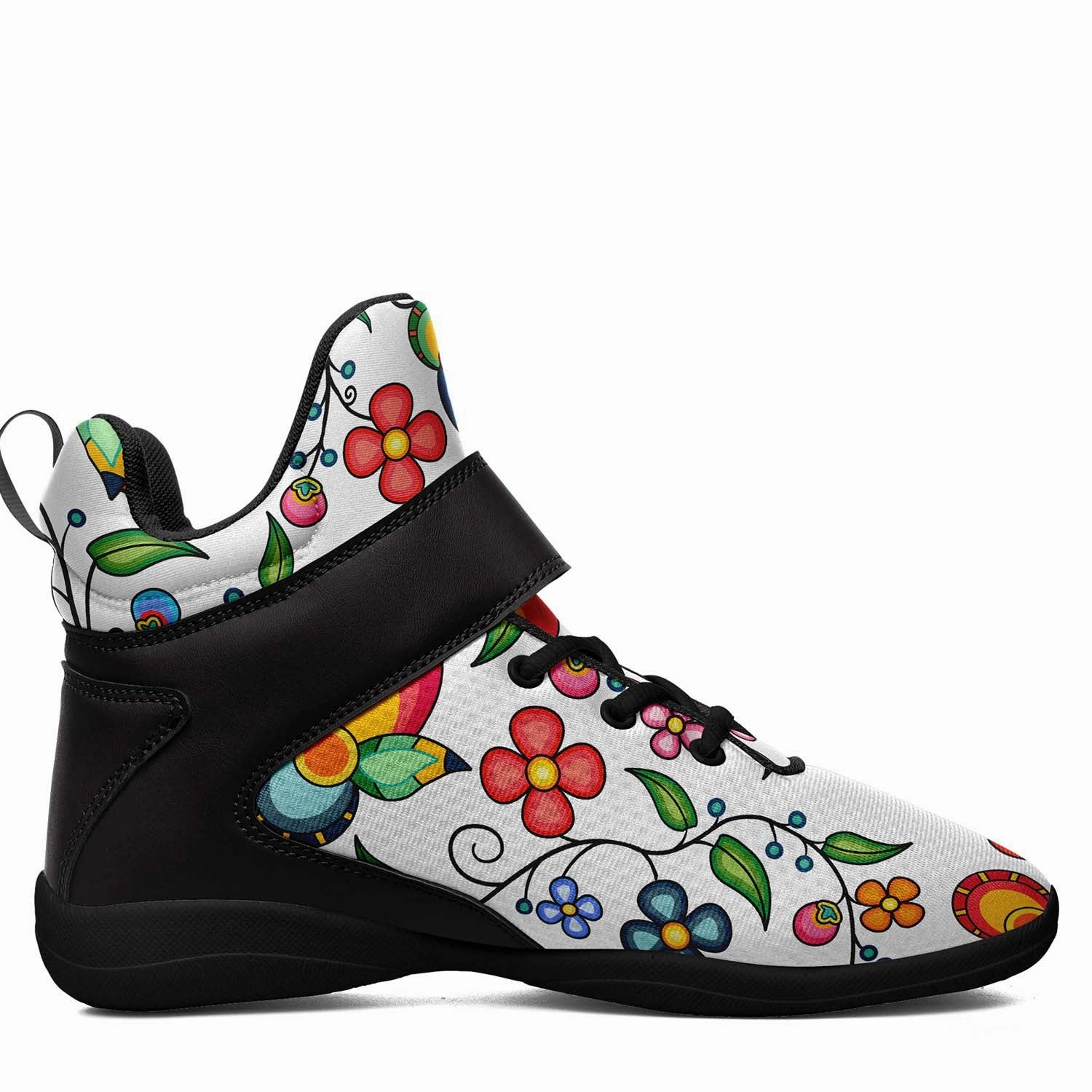 Floral Bounty White Ipottaa Basketball / Sport High Top Shoes - Black Sole Team Hustle D 12 Basketball Shoes