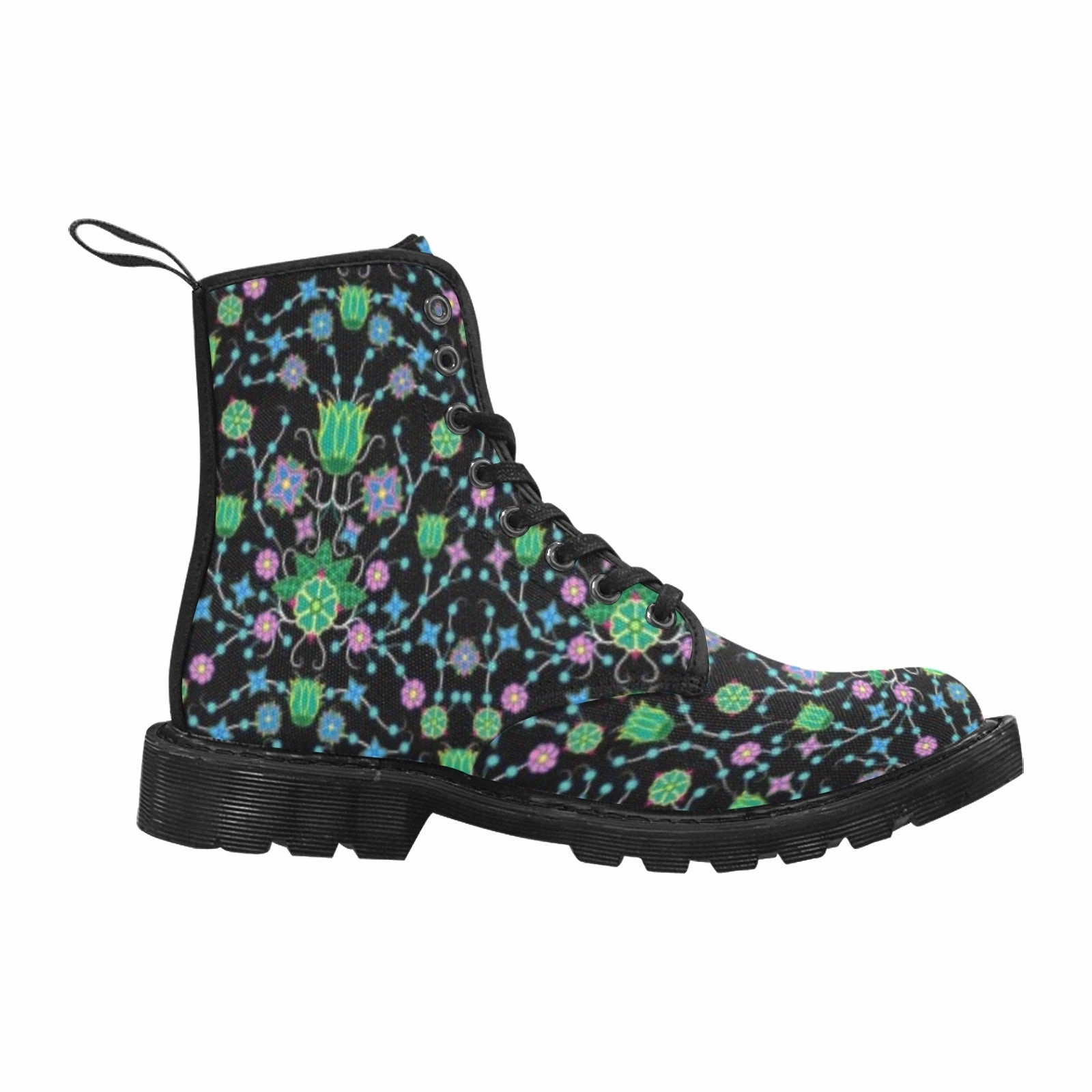 Floral Damask Garden Boots for Men (Black) Bat Wing Combat Boots