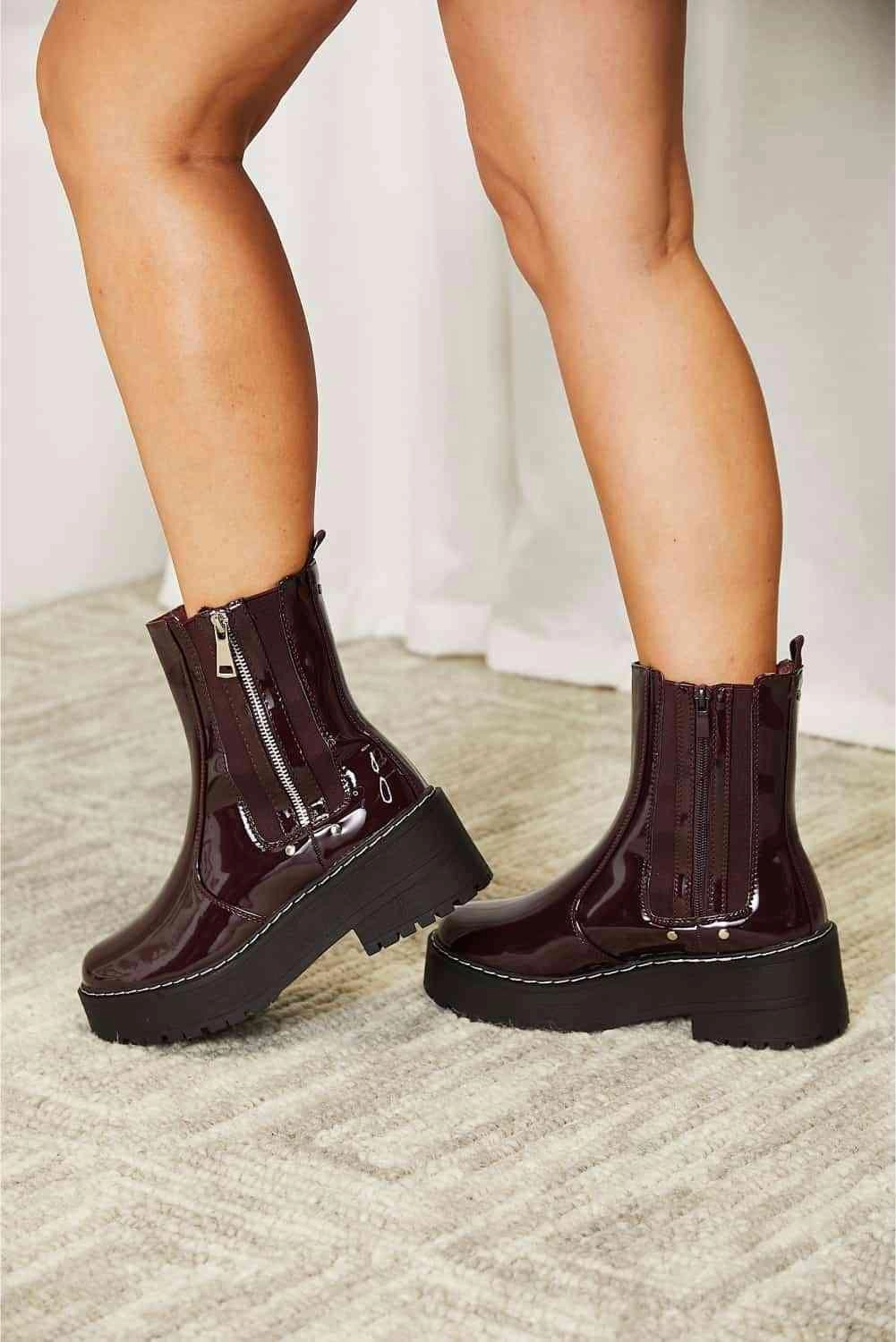 Forever Link Side Zip Platform Boots Eskimo Ankle Boots