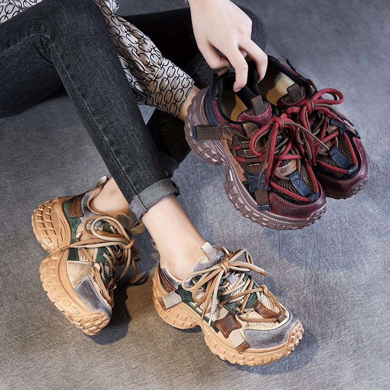 Women Fashion Breathable Chunky Platform Sneakers Chunk Sneakers