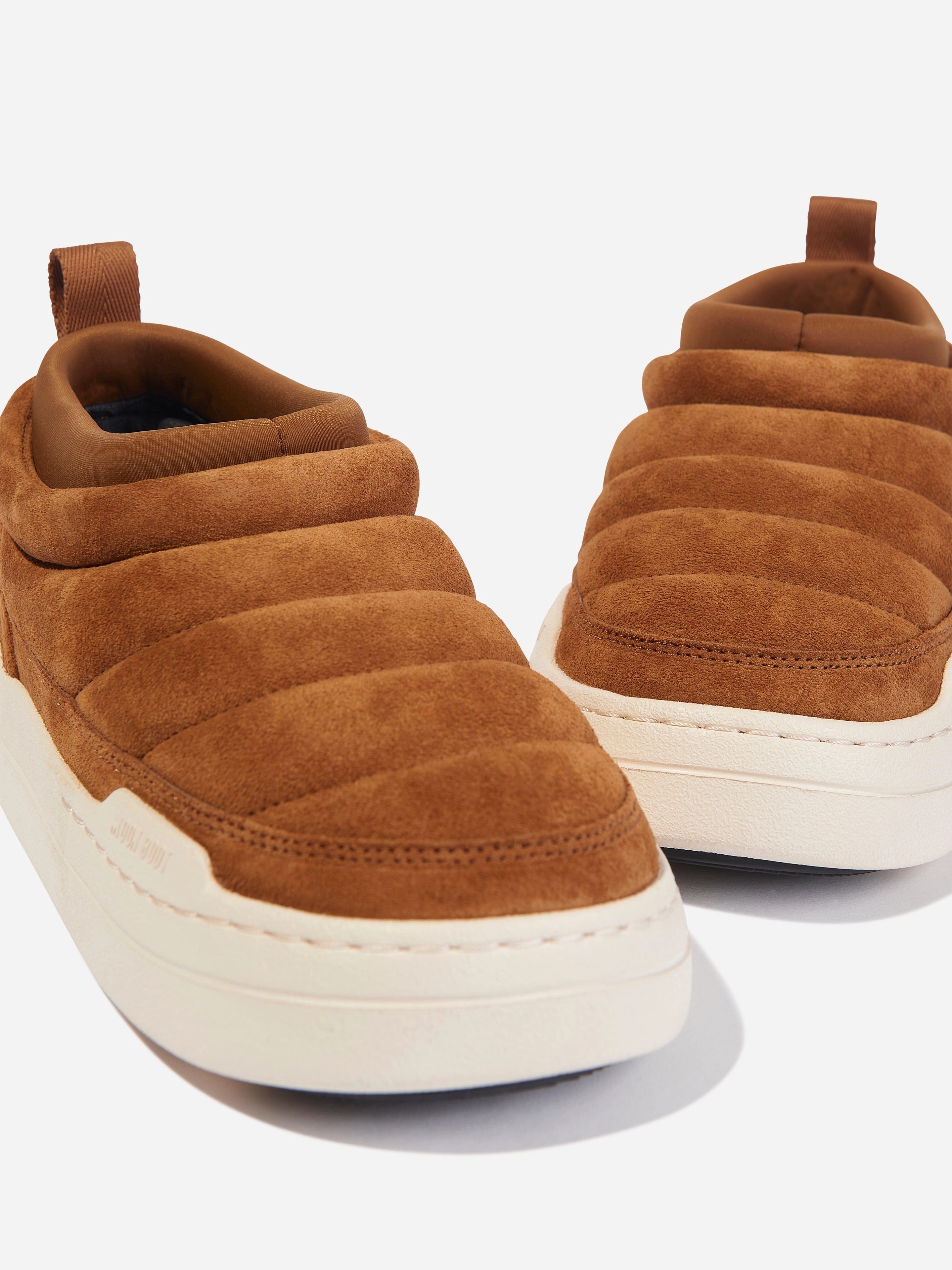 Moon Boot Kids Park Soft Suede Shoes in Brown Narrow Work Boots