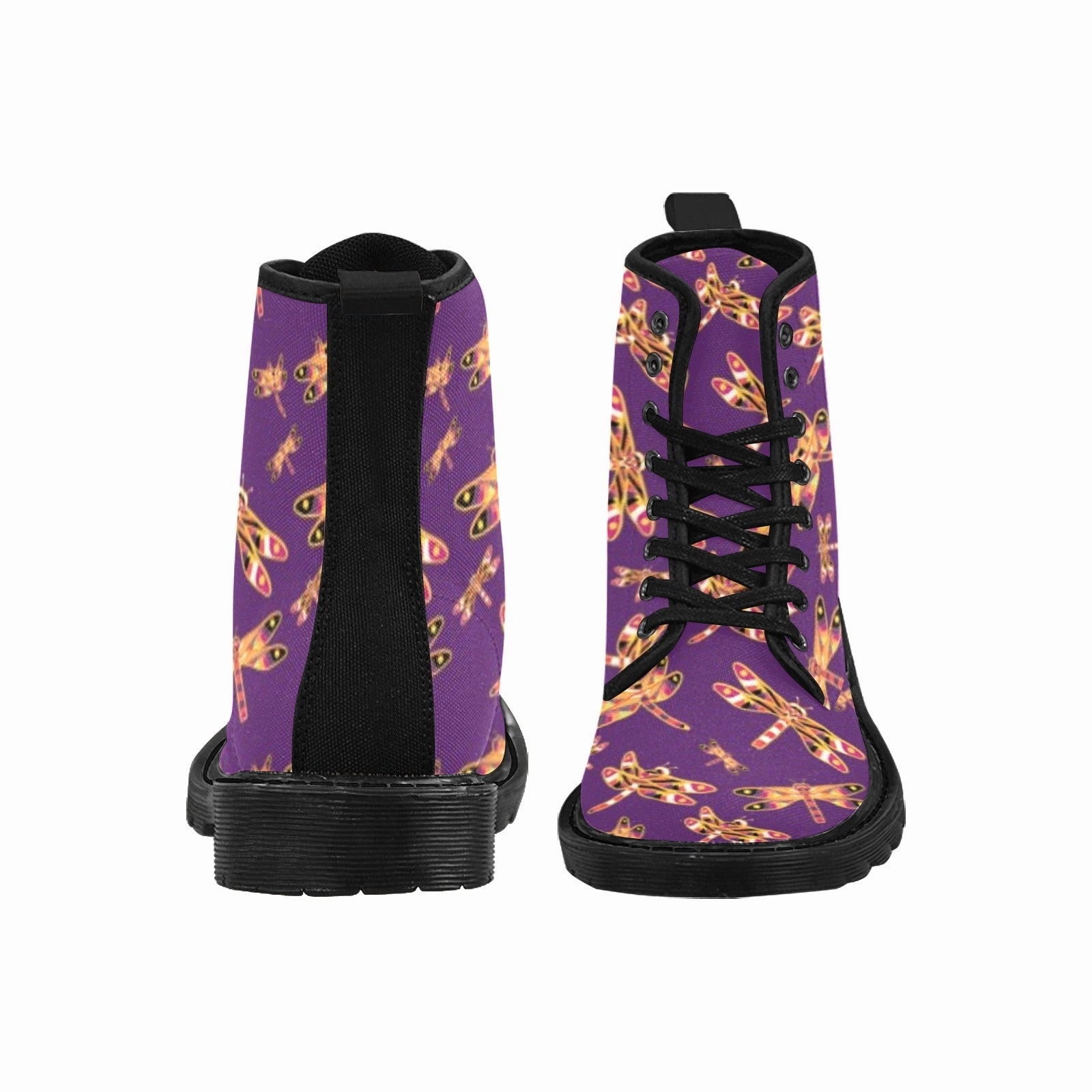 Gathering Yellow Purple Boots for Men (Black) Biker Combat Boots