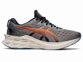 Men's Asics Novablast 2, Clay Grey/Shocking Orange, 12.5 D Medium Asics Shoes Good For Walking