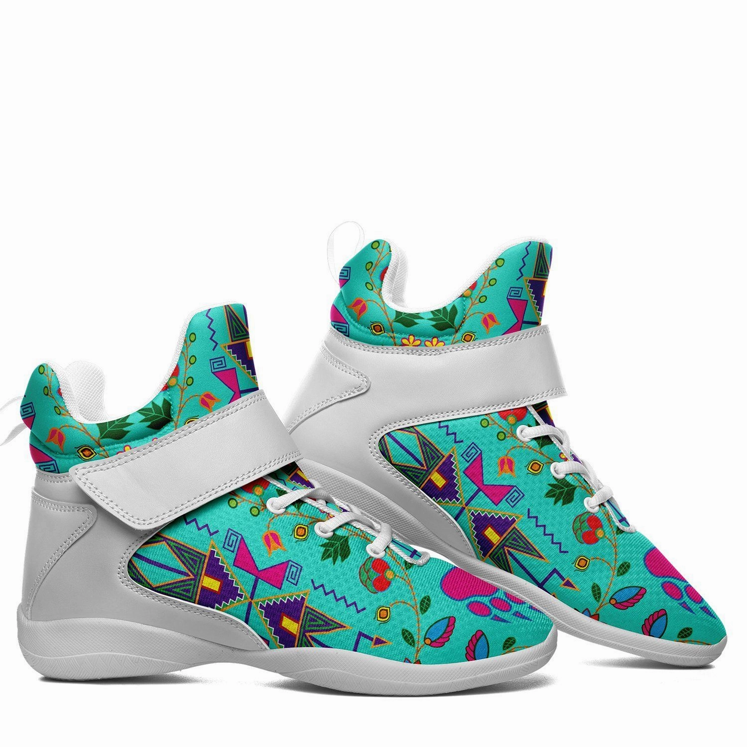 Geometric Floral Fall Sky Ipottaa Basketball / Sport High Top Shoes - White Sole Best Cheap High Top Basketball Shoes