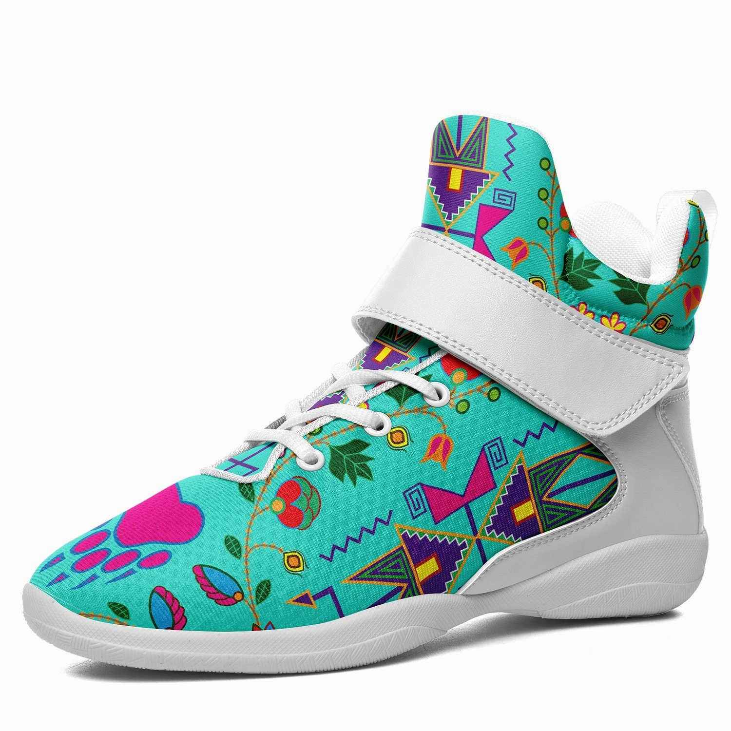 Blue And Red Basketball Shoes Geometric Floral Fall Sky Ipottaa Basketball / Sport High Top Shoes