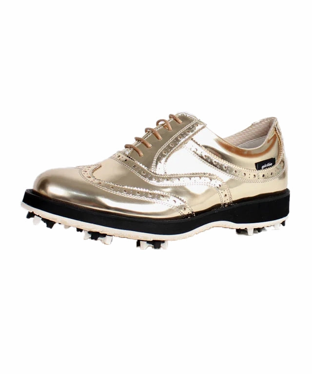 Giclee Unisex No.21 Premium Leather Golf Shoes - Gold Air Jordan Golf Shoes