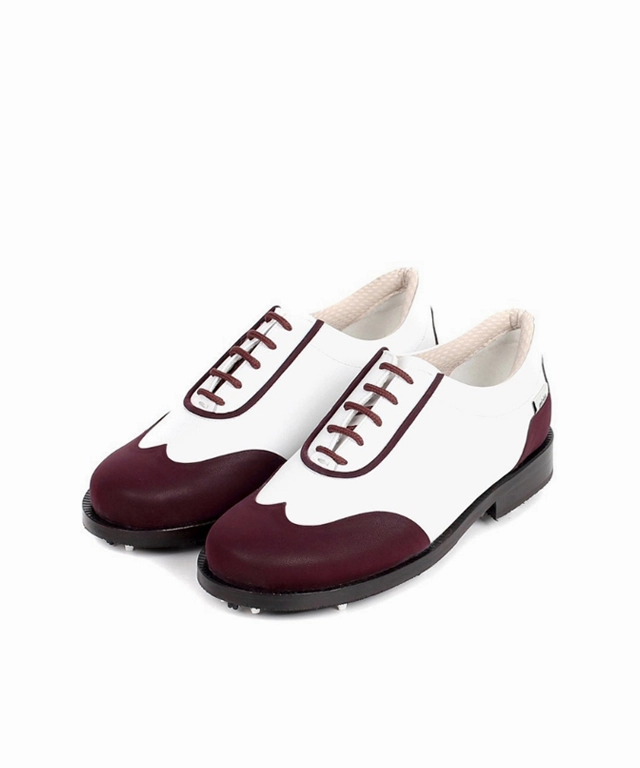 Giclee Women's Under Score Premium Leather Golf Shoes - Burgundy Air Jordan 1 Golf Shoes