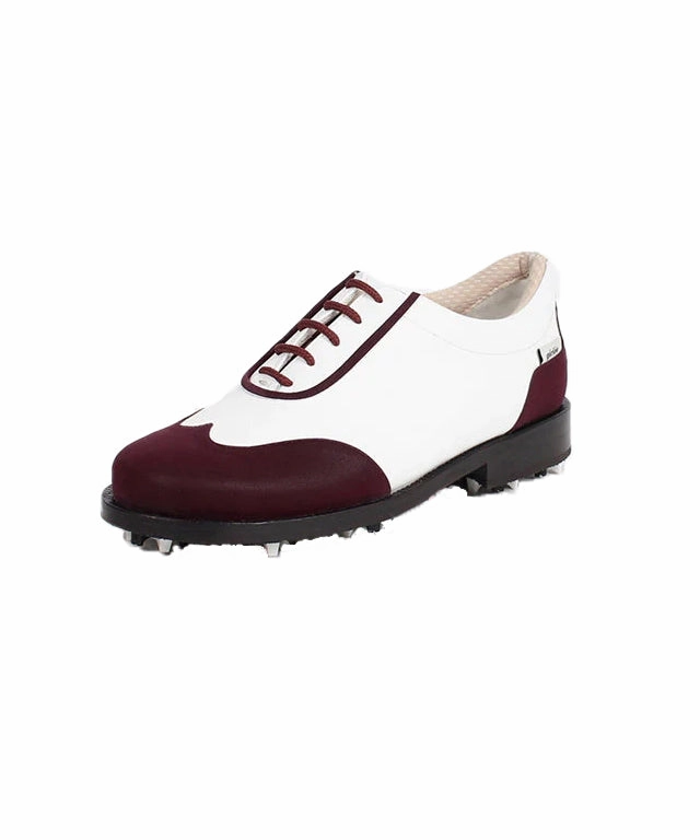 Deals Golf Giclee Women's Under Score Premium Leather Golf Shoes - Burgundy