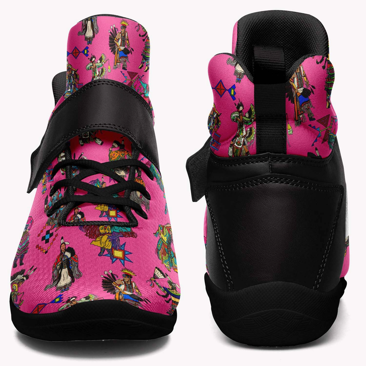 Grand Entry Dancer Pink Ipottaa Basketball / Sport High Top Shoes - Black Sole Lace-up Basketball Shoes