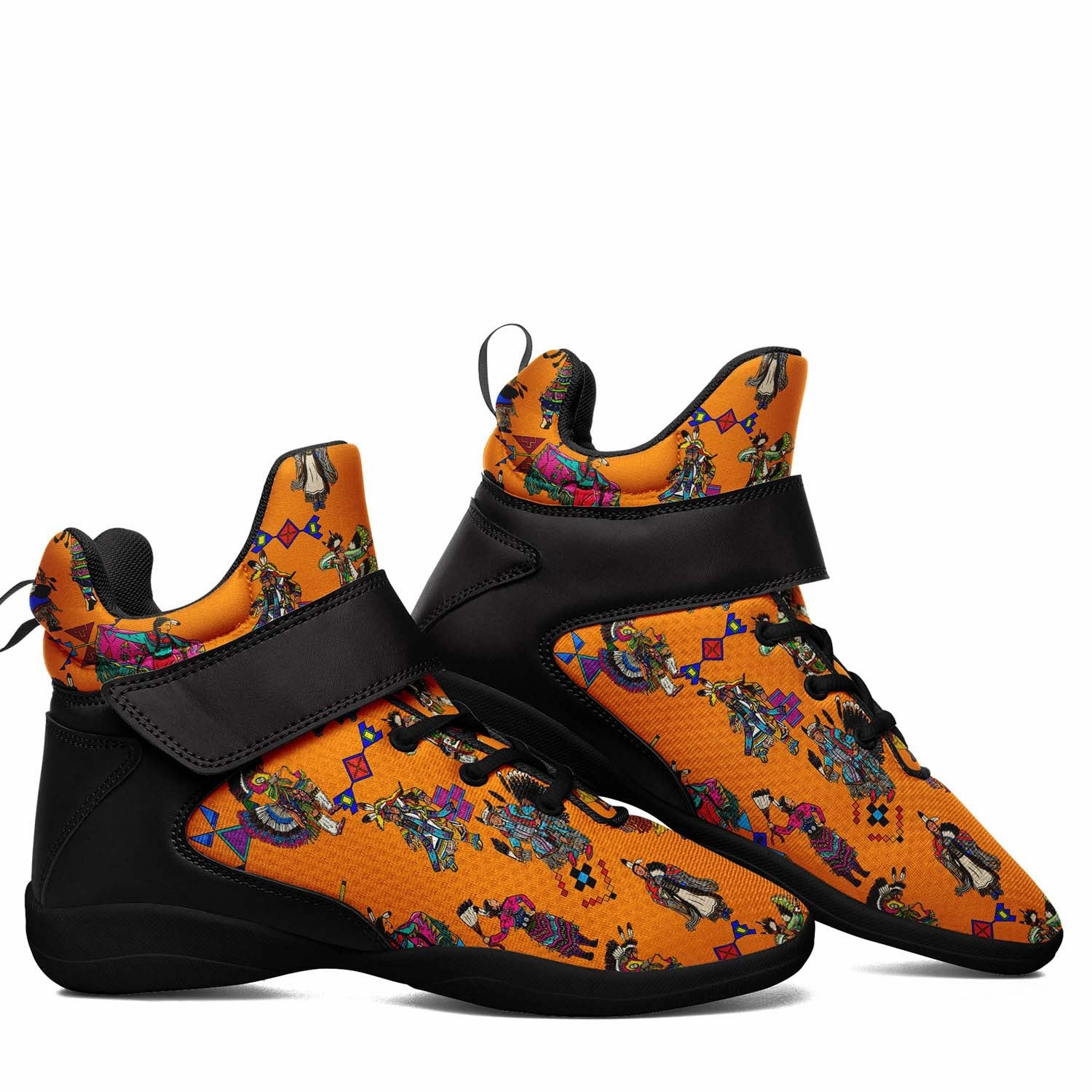 Grand Entry Dancers Orange Ipottaa Basketball / Sport High Top Shoes - Black Sole Bb Basketball Shoes