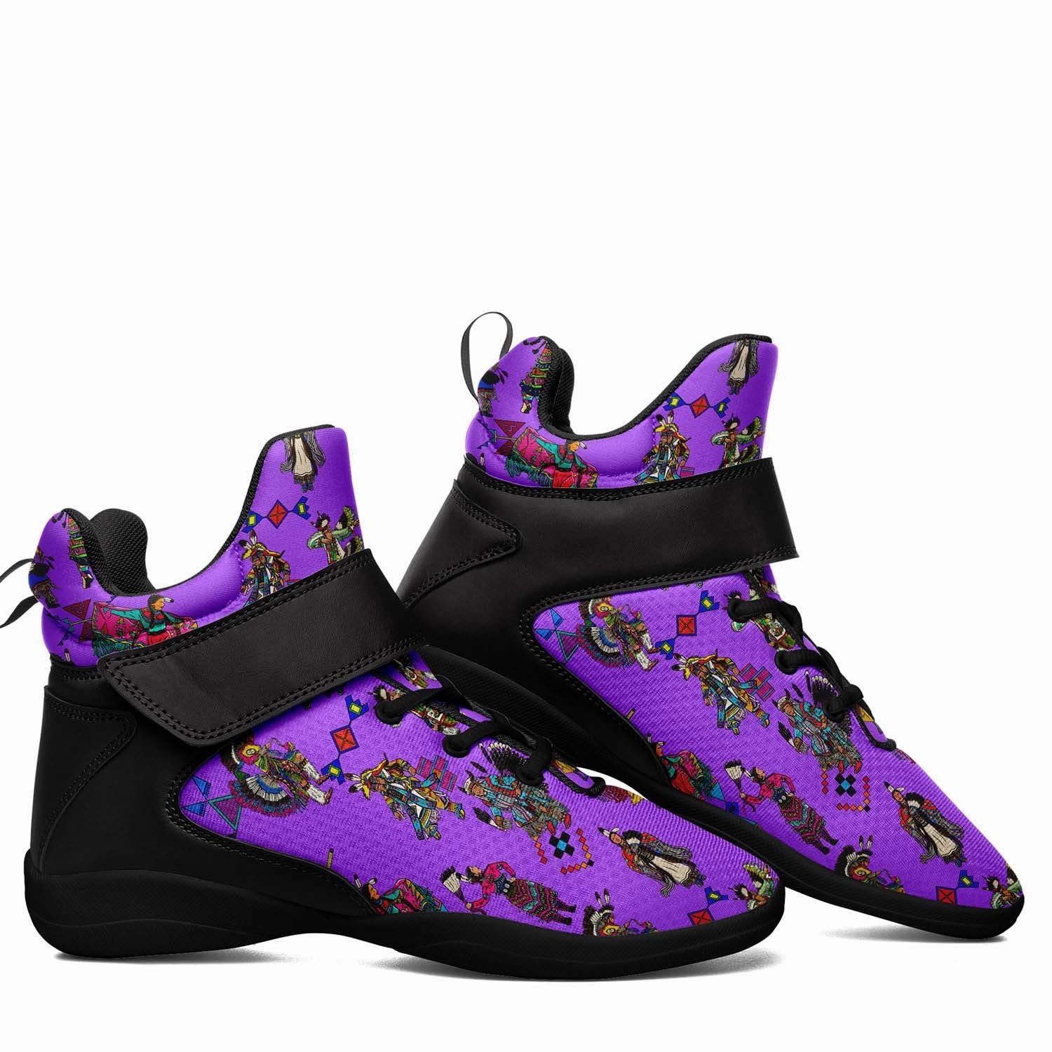 Grand Entry Dancers Purple Ipottaa Basketball / Sport High Top Shoes - Black Sole Basketball Shoes For Small Forward