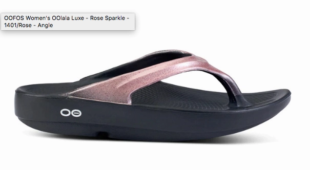 1401 - OOFOS OOlala Luxe - Rose Sparkle Velvet Flip Flops