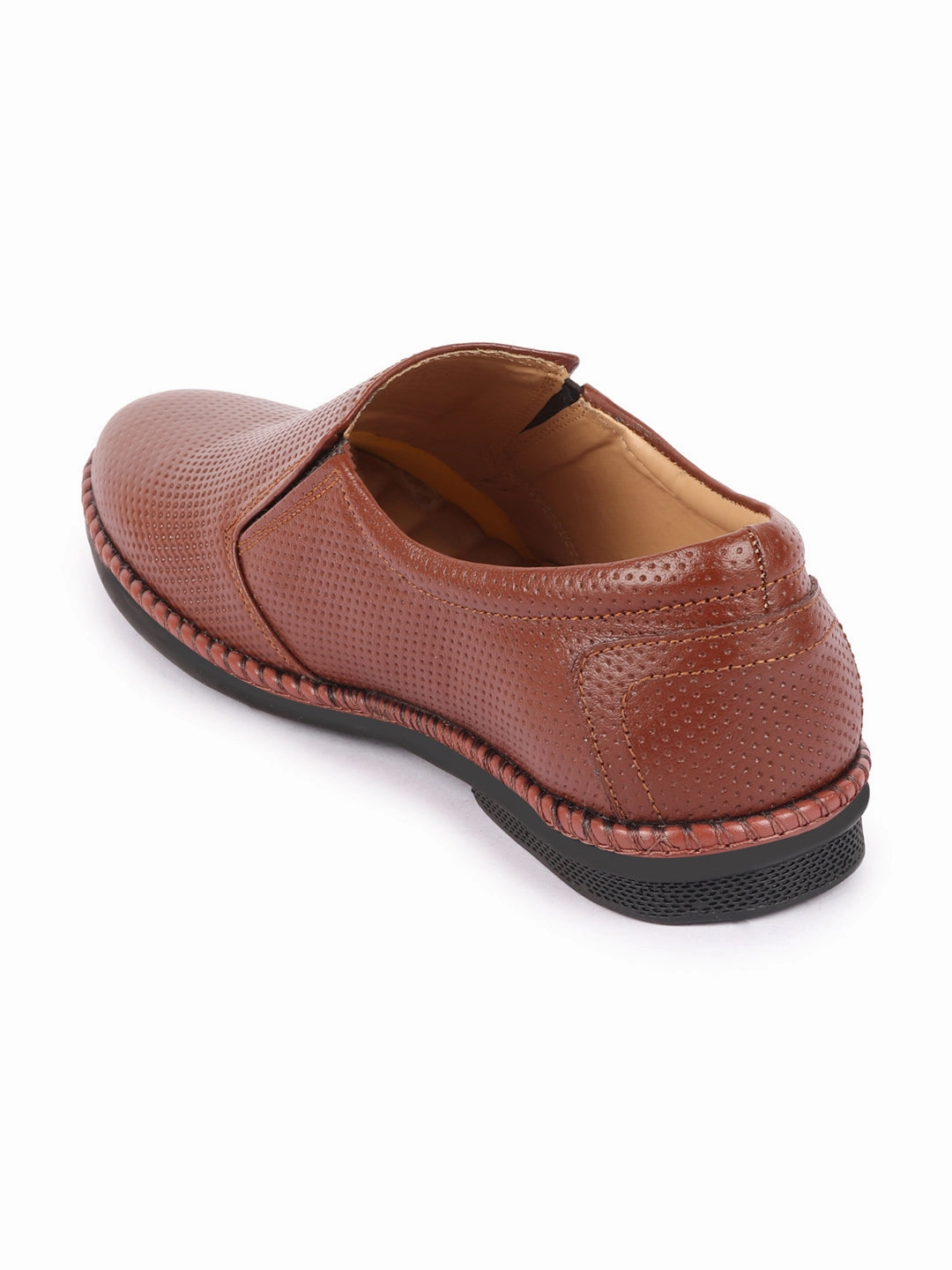 Men Tan Textured Formal/Office Broad Toe Leather Slip On Shoes Best Orthopedic Steel Toe Work Boots