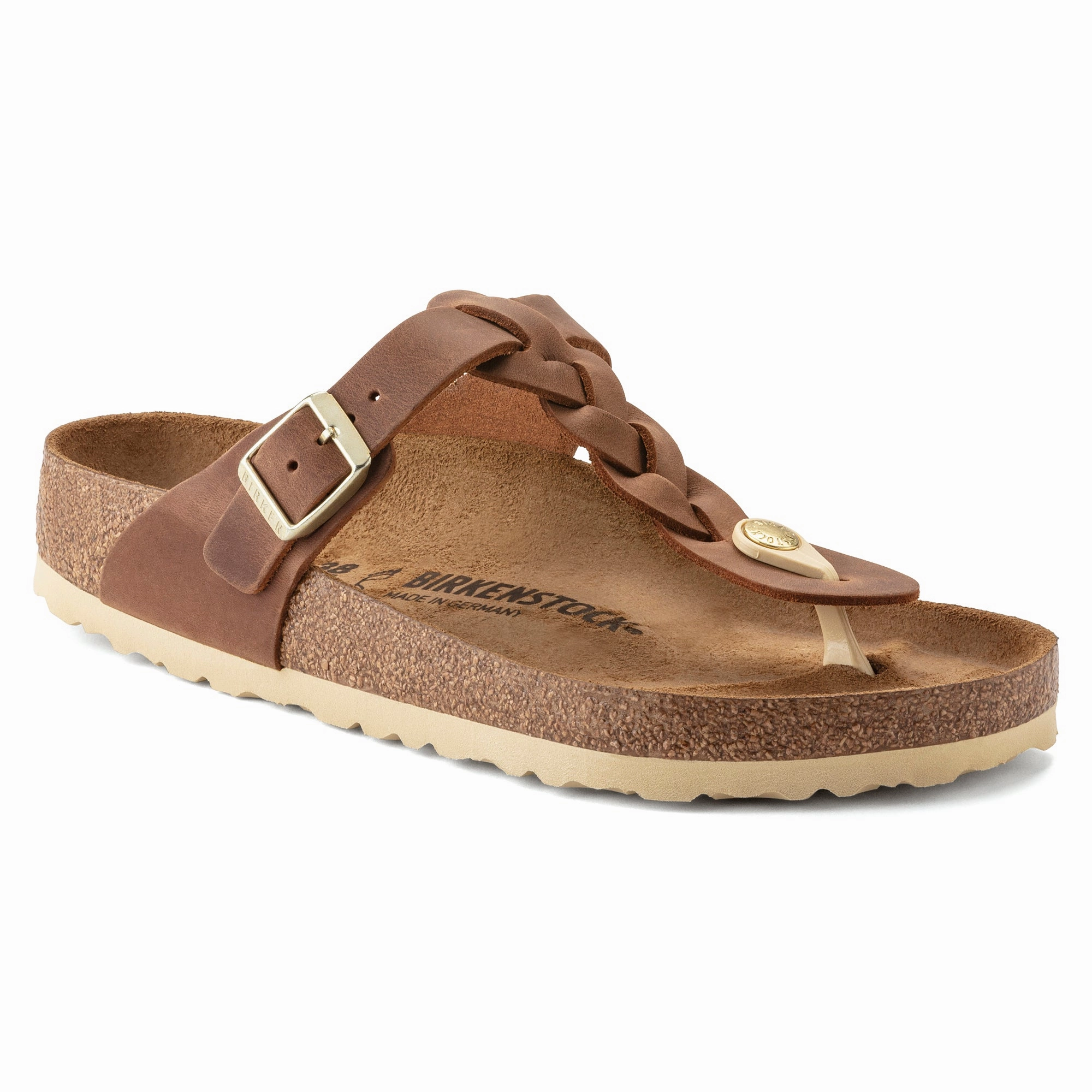 Birkenstock Gizeh Braid cognac oiled leather Clogs In Style