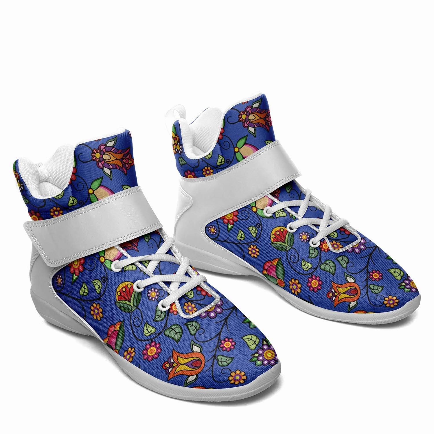 Heartbeat Petals Blue Ipottaa Basketball / Sport High Top Shoes - White Sole Moolah Basketball Shoes