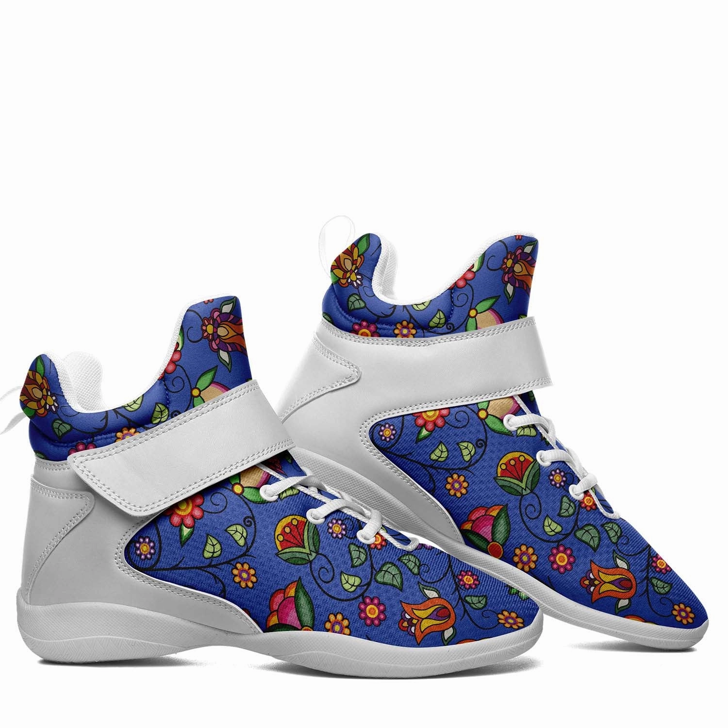 Camo Basketball Shoes Heartbeat Petals Blue Ipottaa Basketball / Sport High Top Shoes - White Sole