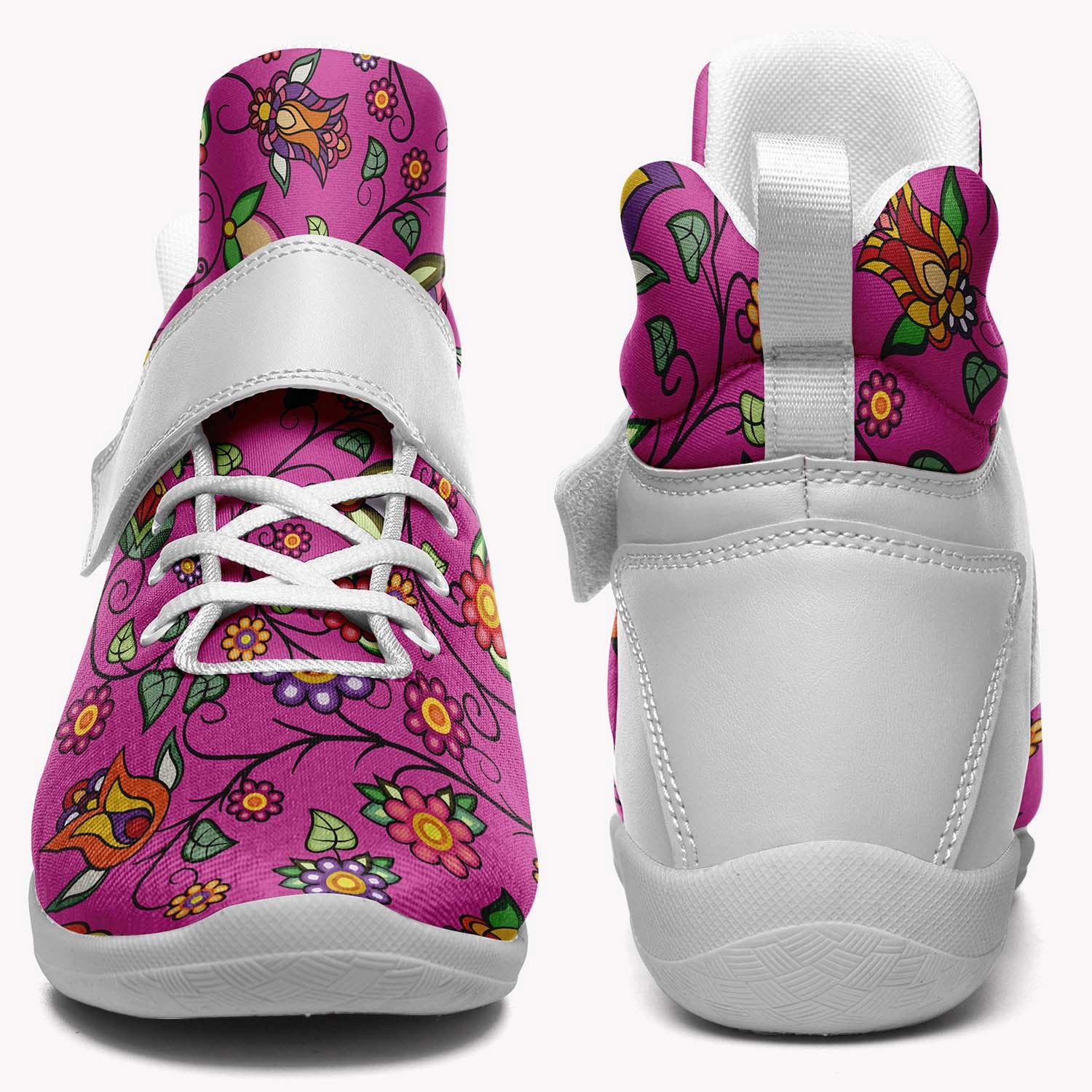 Create Custom Basketball Shoes Heartbeat Petals Pink Ipottaa Basketball / Sport High Top Shoes - White Sole
