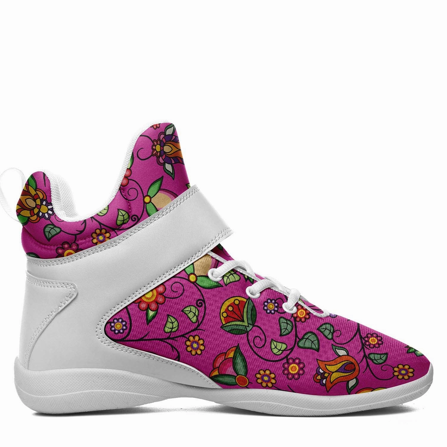 Heartbeat Petals Pink Ipottaa Basketball / Sport High Top Shoes - White Sole Basketball Shoes With Rubber Soles