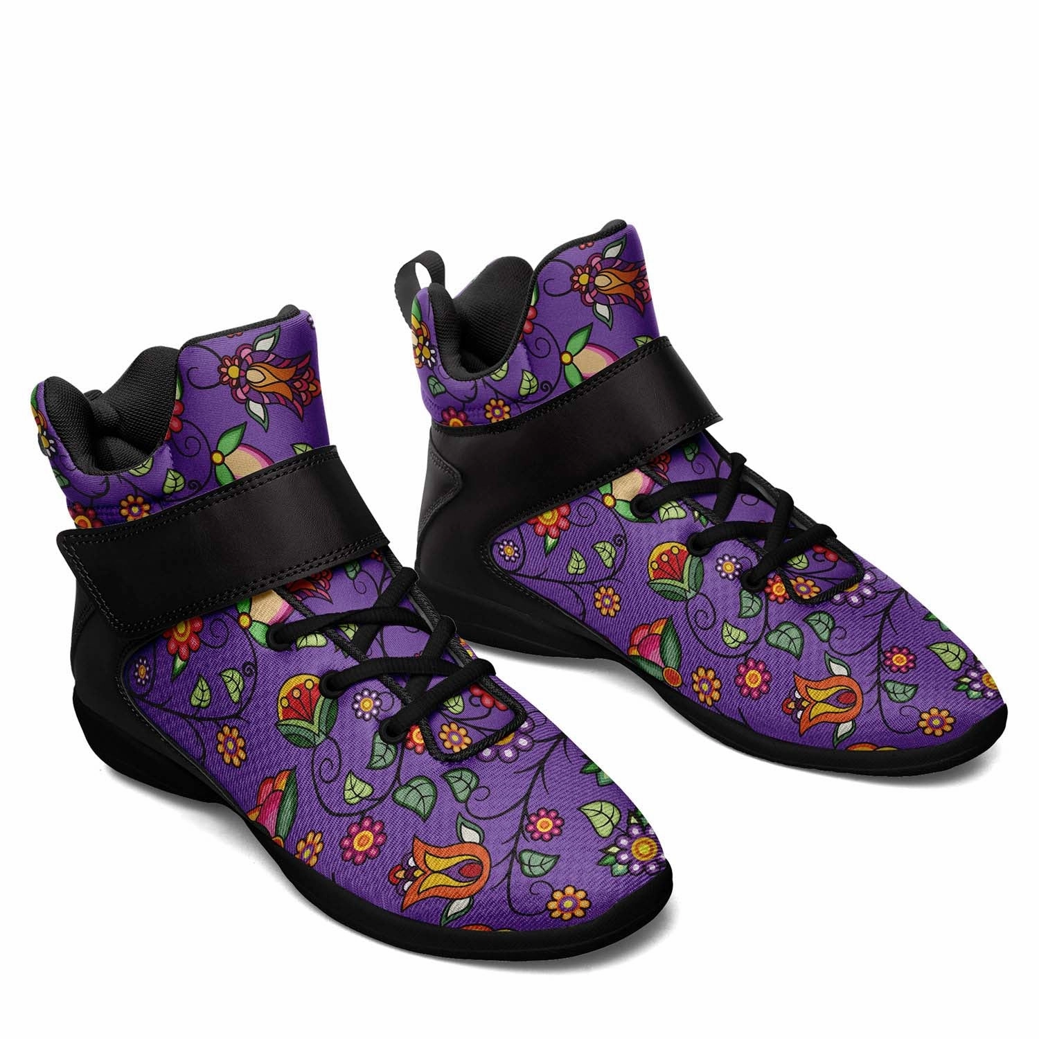 Heartbeat Petals Purple Ipottaa Basketball / Sport High Top Shoes - Black Sole Ad Basketball Shoes