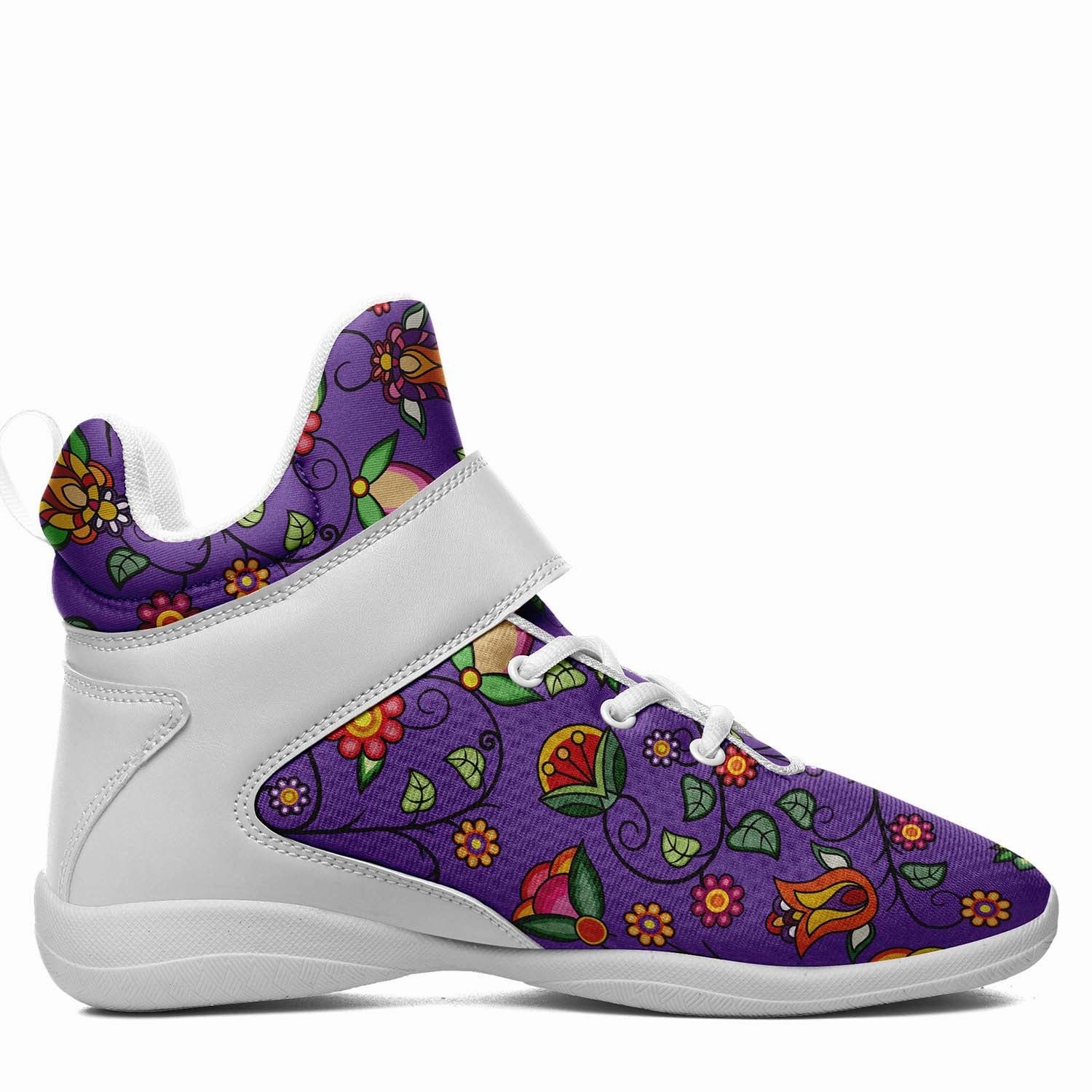 Heartbeat Petals Purple Ipottaa Basketball / Sport High Top Shoes - White Sole Build Your Own Basketball Shoes