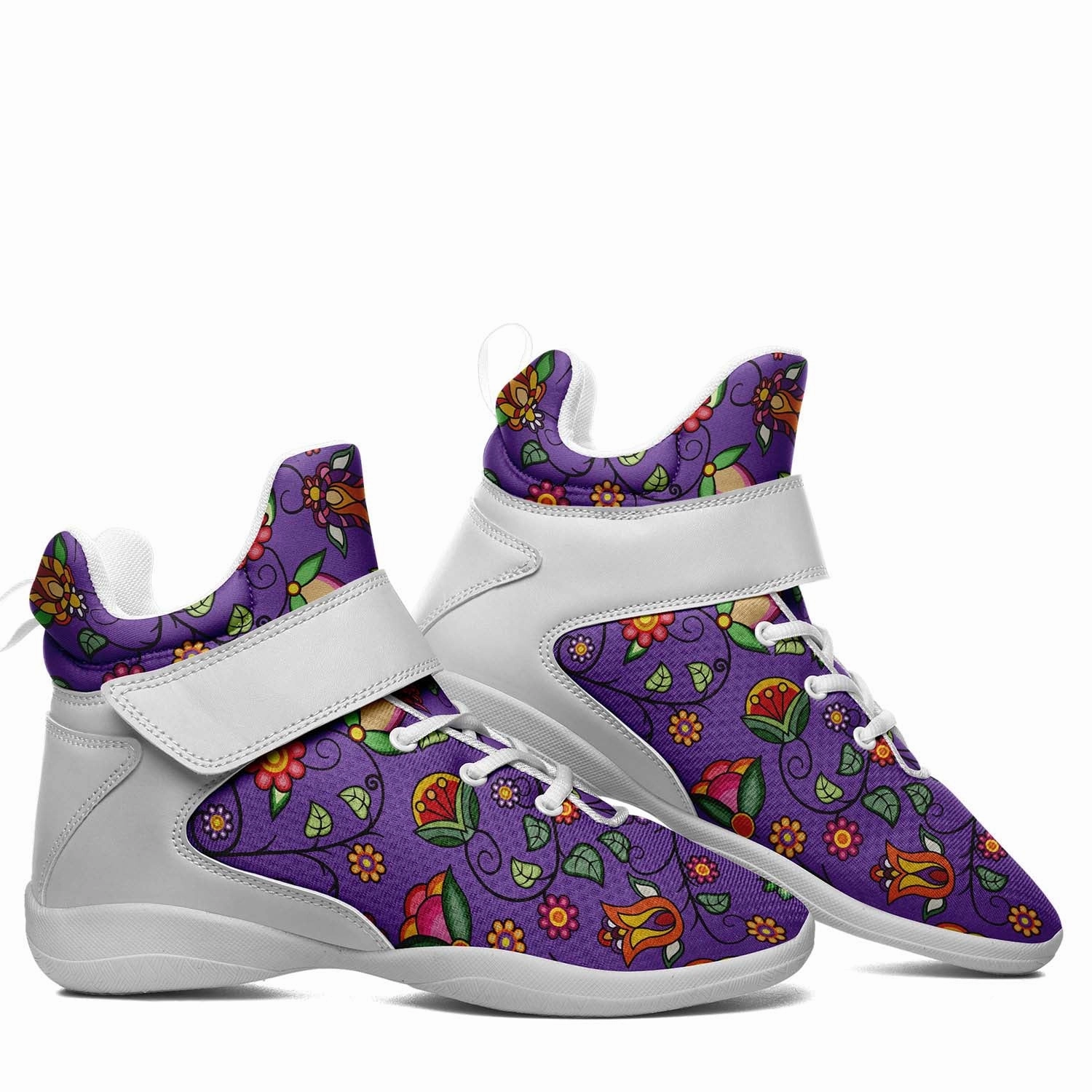 Heartbeat Petals Purple Ipottaa Basketball / Sport High Top Shoes - White Sole Basketball Shoes Size 12.5