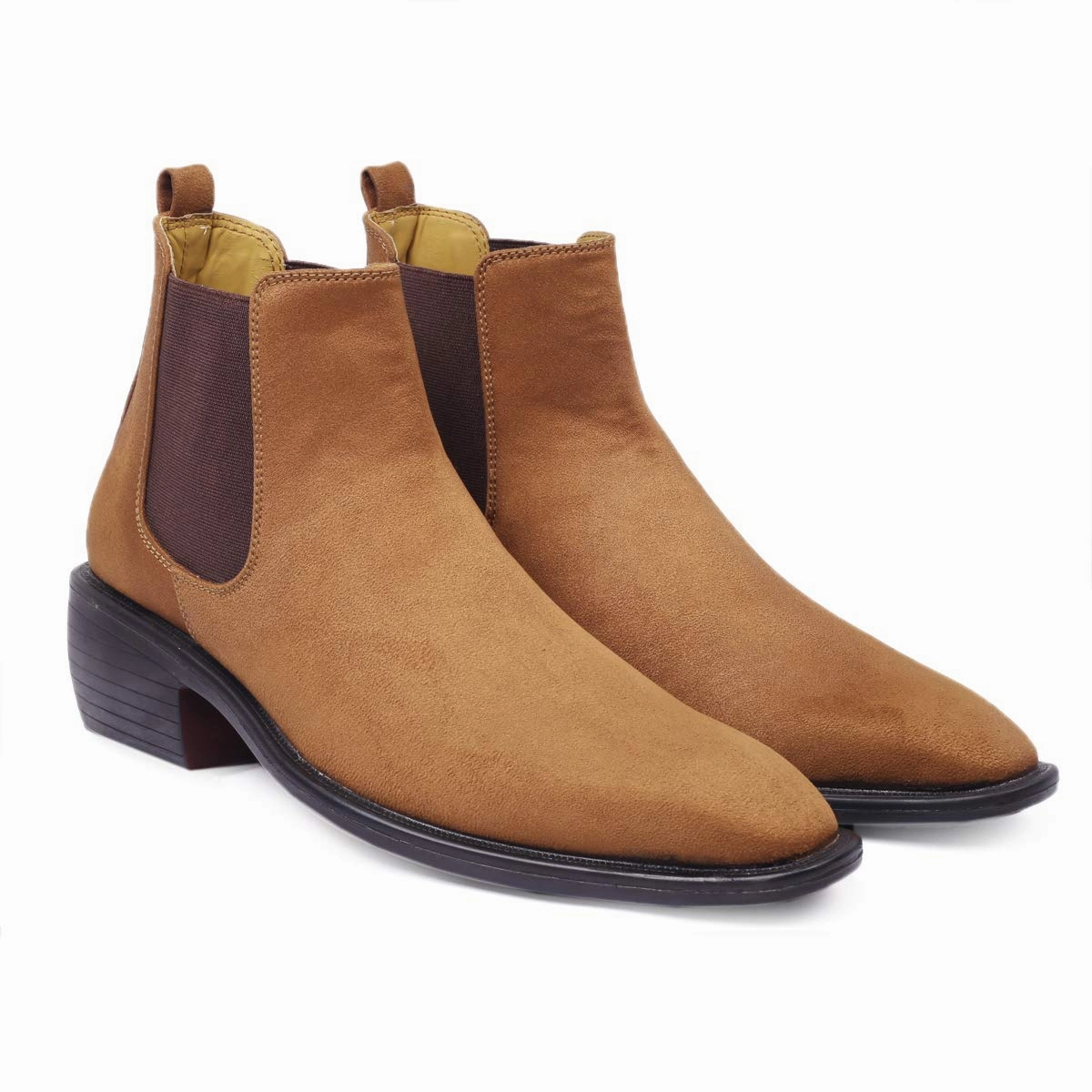 Red Chelsea Boots Dr Martens Height Increasing Suede Material Tan Casual Chelsea Boots For Men-JonasParamount