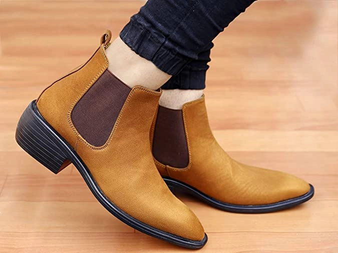 Height Increasing Suede Material Tan Casual Chelsea Boots For Men-JonasParamount Chunky Chelsea Boots Uk
