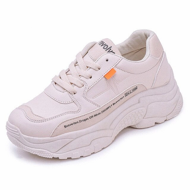 Hot White Sneakers Women Shoes Woman Vulcanized Shoes Platform Chunky Sneakers Casual Dad Shoes Sneakers Spring Female Flats Flare Jeans With Sneakers