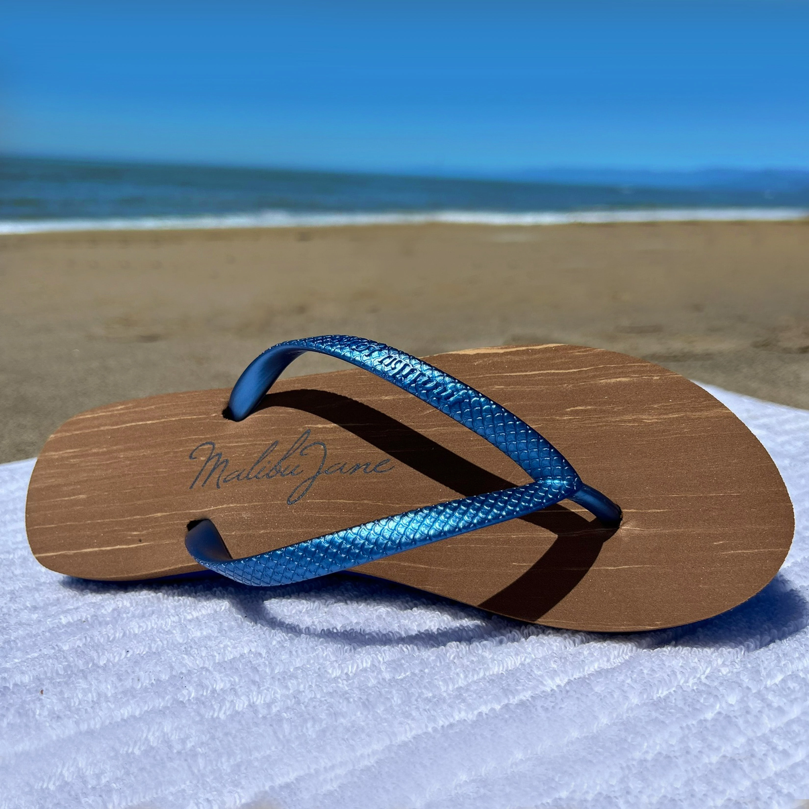 HUNTINGTON FLIP FLOPS WOOD NAVY Best Therapeutic Flip Flops