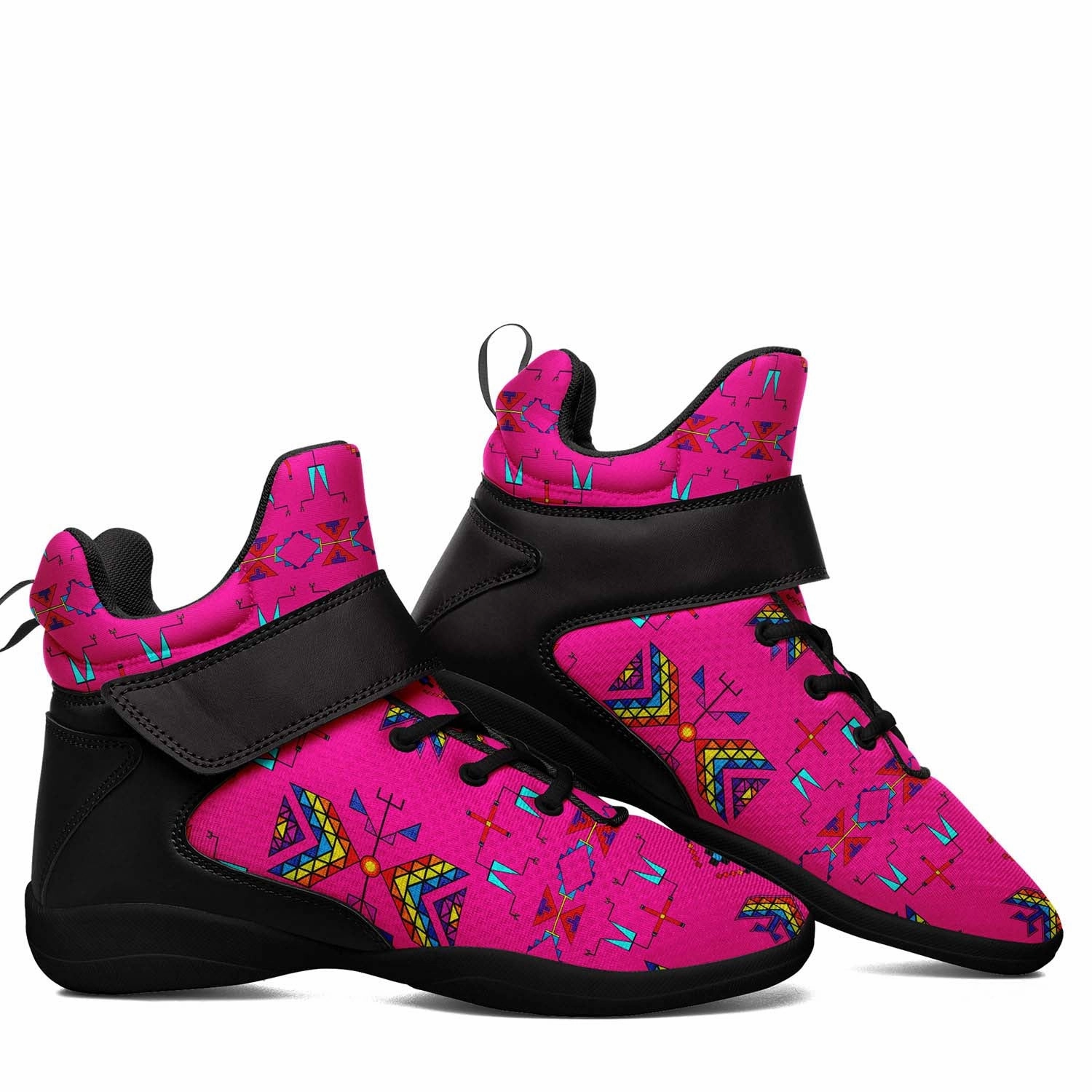 Rainy Chief Rainbow Hot Pink Ipottaa Basketball / Sport High Top Shoes - Black Sole Kentucky Wildcats Basketball Shoes