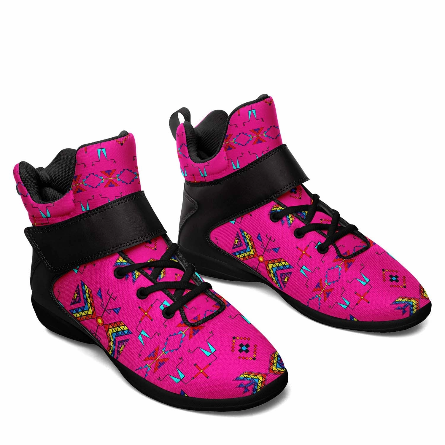 Spine Bionic Basketball Shoes Rainy Chief Rainbow Hot Pink Ipottaa Basketball / Sport High Top Shoes - Black Sole