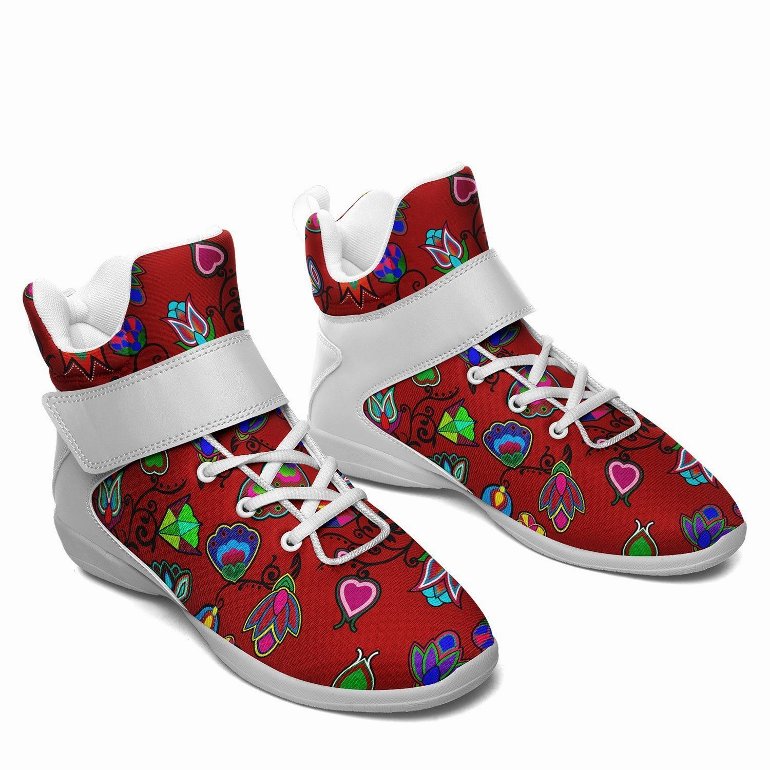 15 Basketball Shoes Indigenous Paisley Dahlia Ipottaa Basketball / Sport High Top Shoes - White Sole