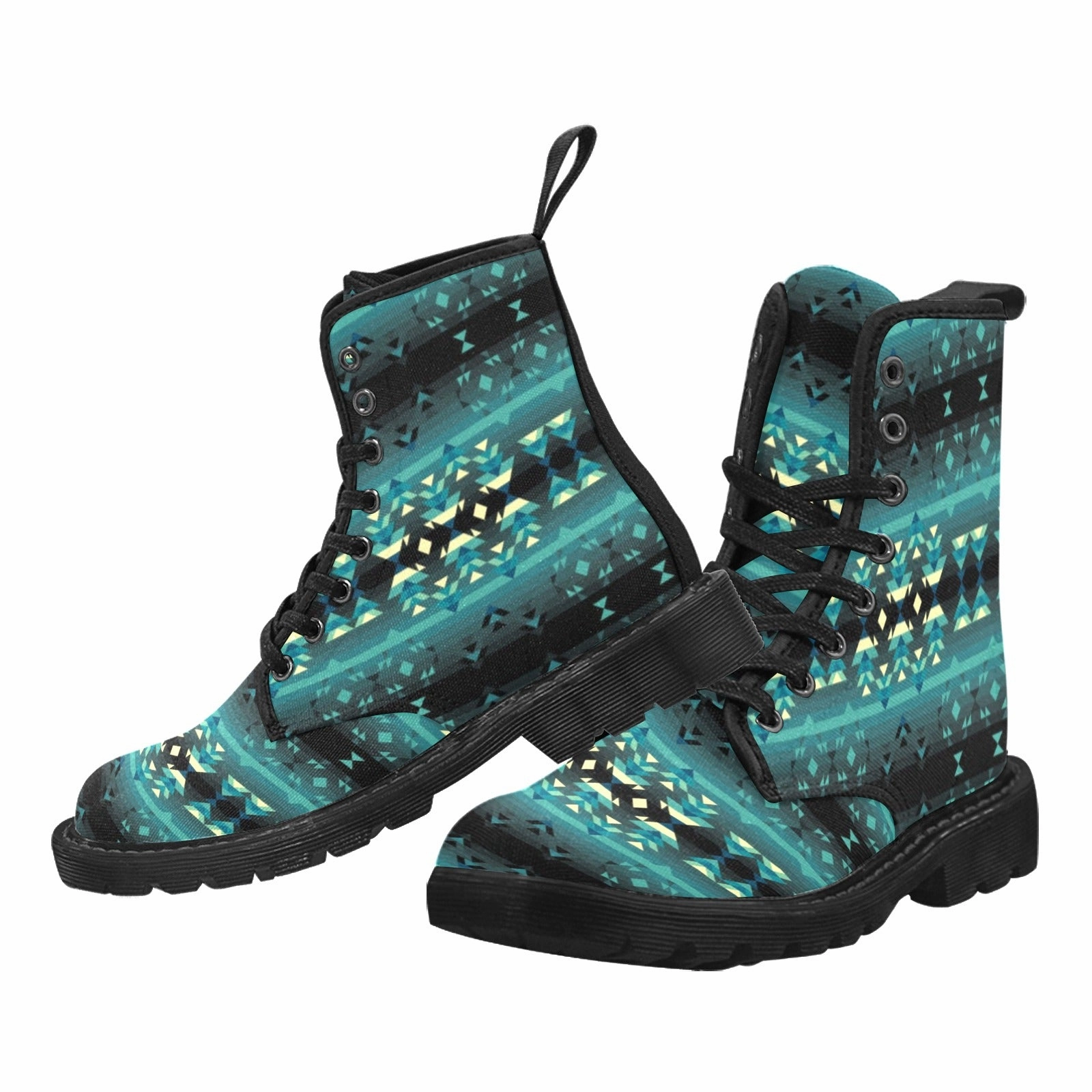 Military Combat Boots Inspire Green Boots for Women (Black)