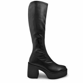 Chelsea Boots Official Website Izumi Black Patent Stretch Leather Chunky Boots