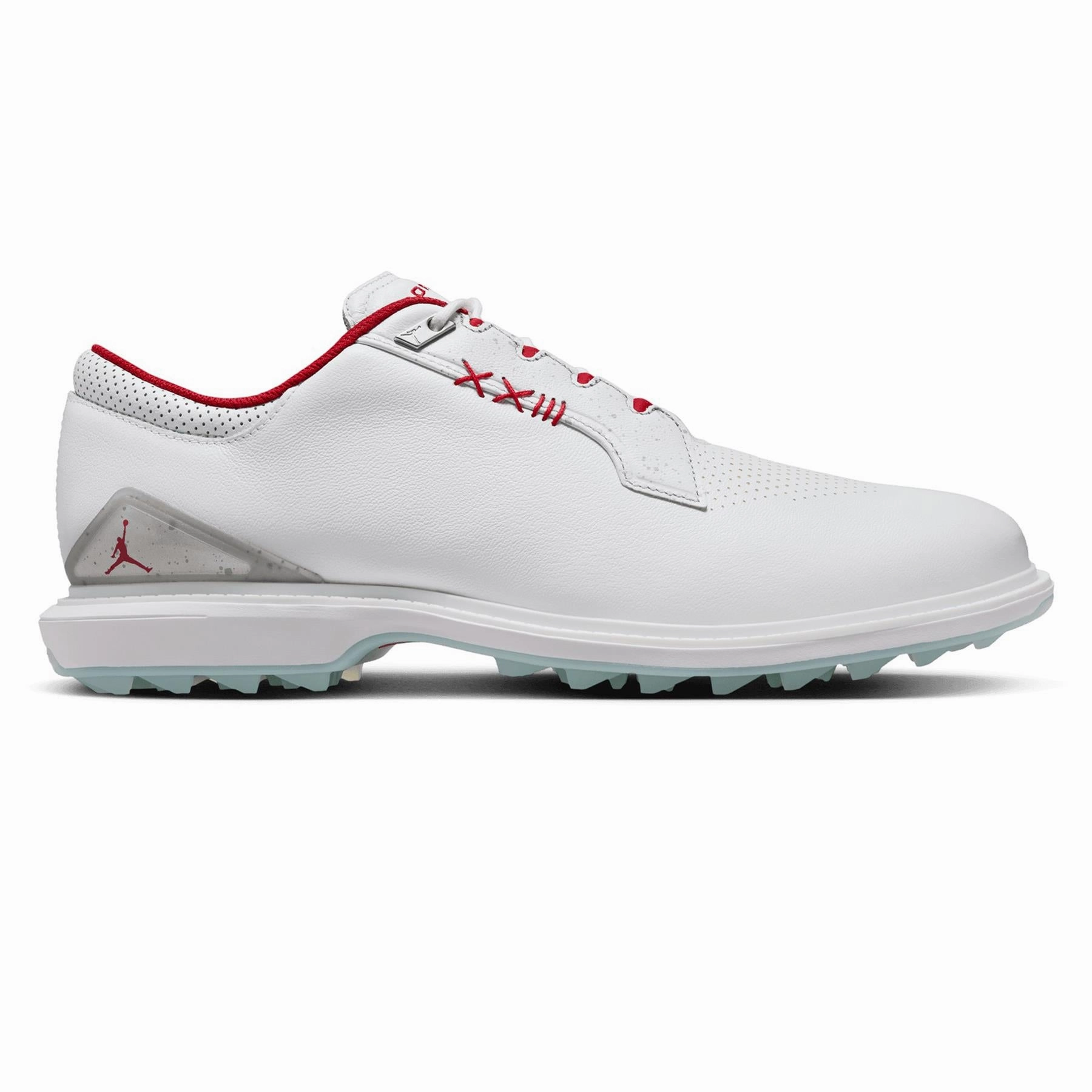 Gray Golf Shoes Jordan ADG 5 Golf Shoes White/Fire Red/Metallic Silver/Blue Tint