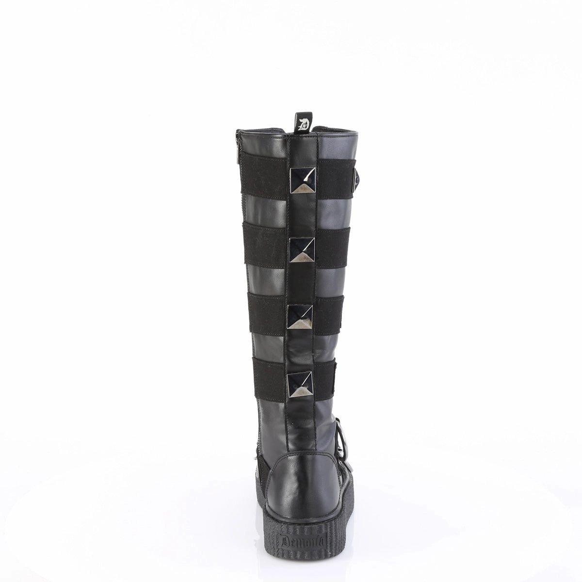 Cheap High Heel Knee High Boots 1 Inch Platform SNEEKER-405 Black Vegan Leather-Canvas