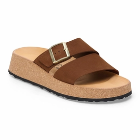 Papillio Almina dark tea nubuck by Birkenstock Arizona Big Buckle Cognac