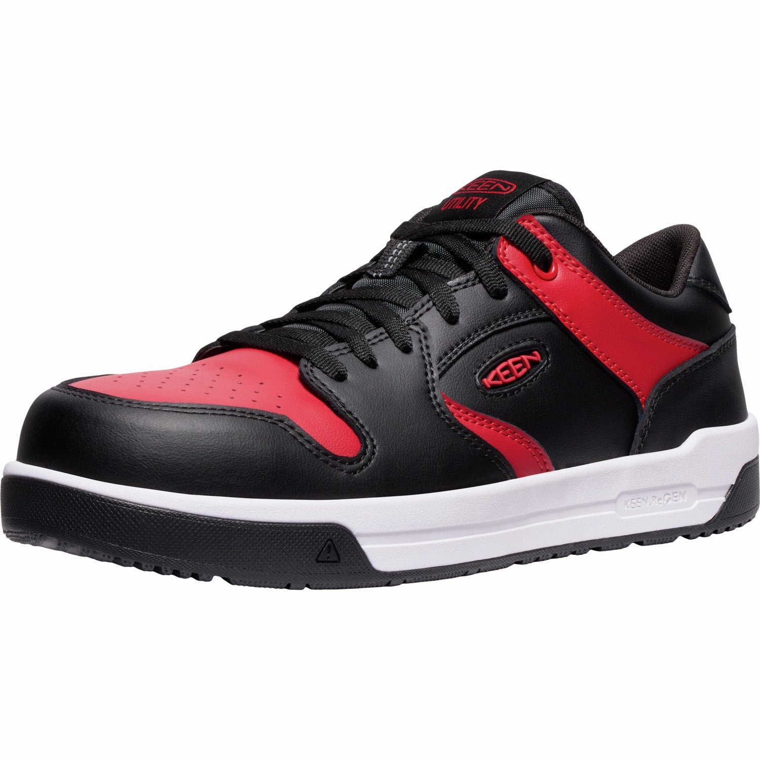 Keen Utility Mens Overton CT Salsa/Black Leather Work Shoes Work Boots Best