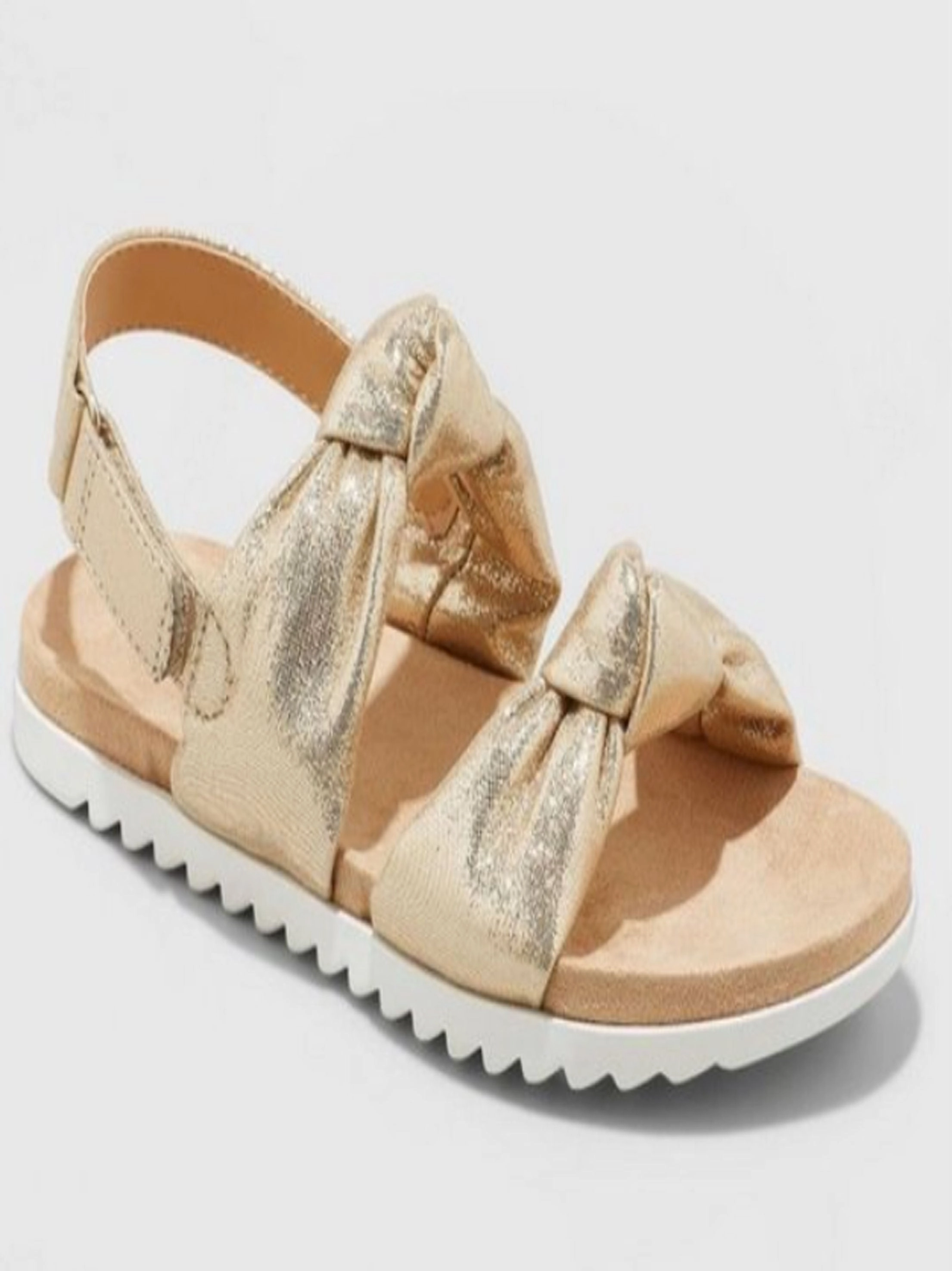 Running Shoes With Sock Kids Girl Metallic Sraps Velcro Sandals,Gold