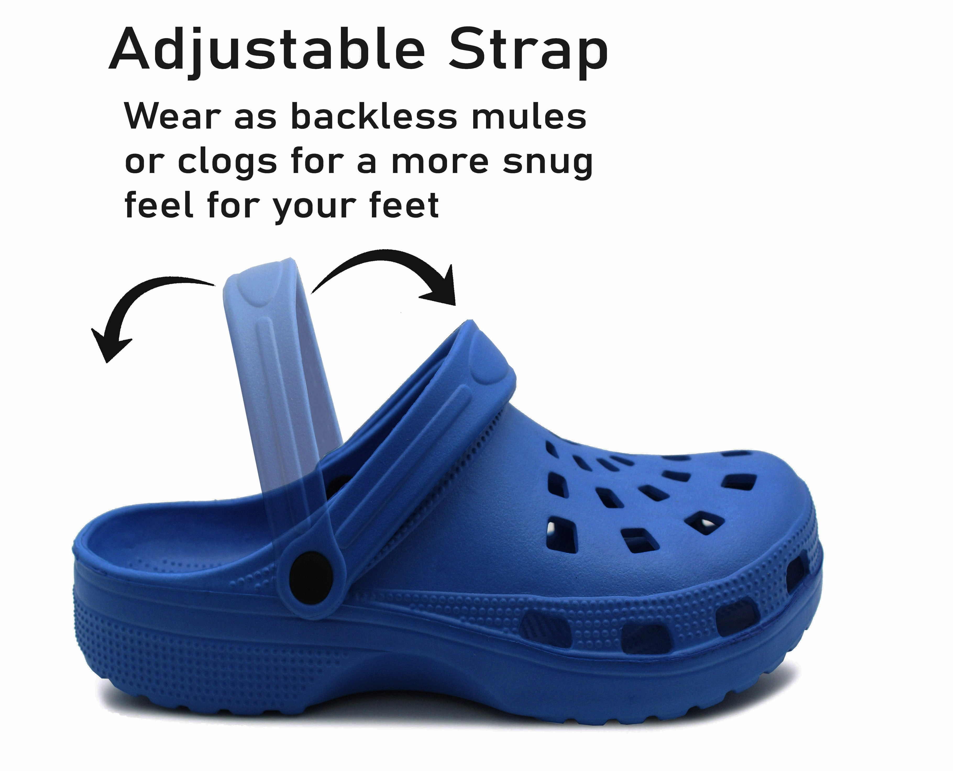 Troentorp Clogs Size Chart Kids Unisex Navy Clogs Lightweight EVA Breathable Unisex Boys Girls Slip On Adjustable Garden Beach Pool Slides Sandals