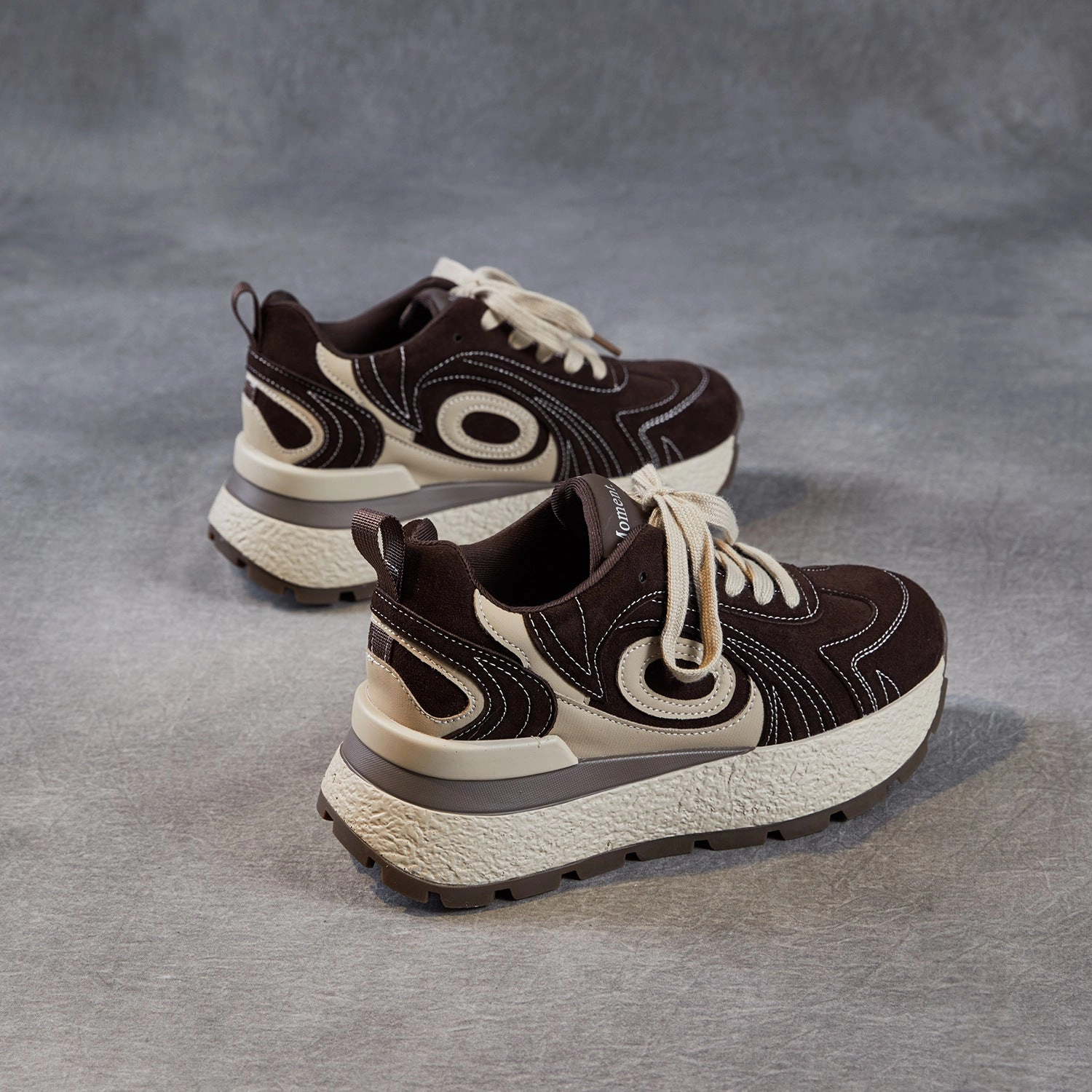 Foot Shaped Sneakers Women's Fashion Quilted Leather Chunky Platform Sneakers